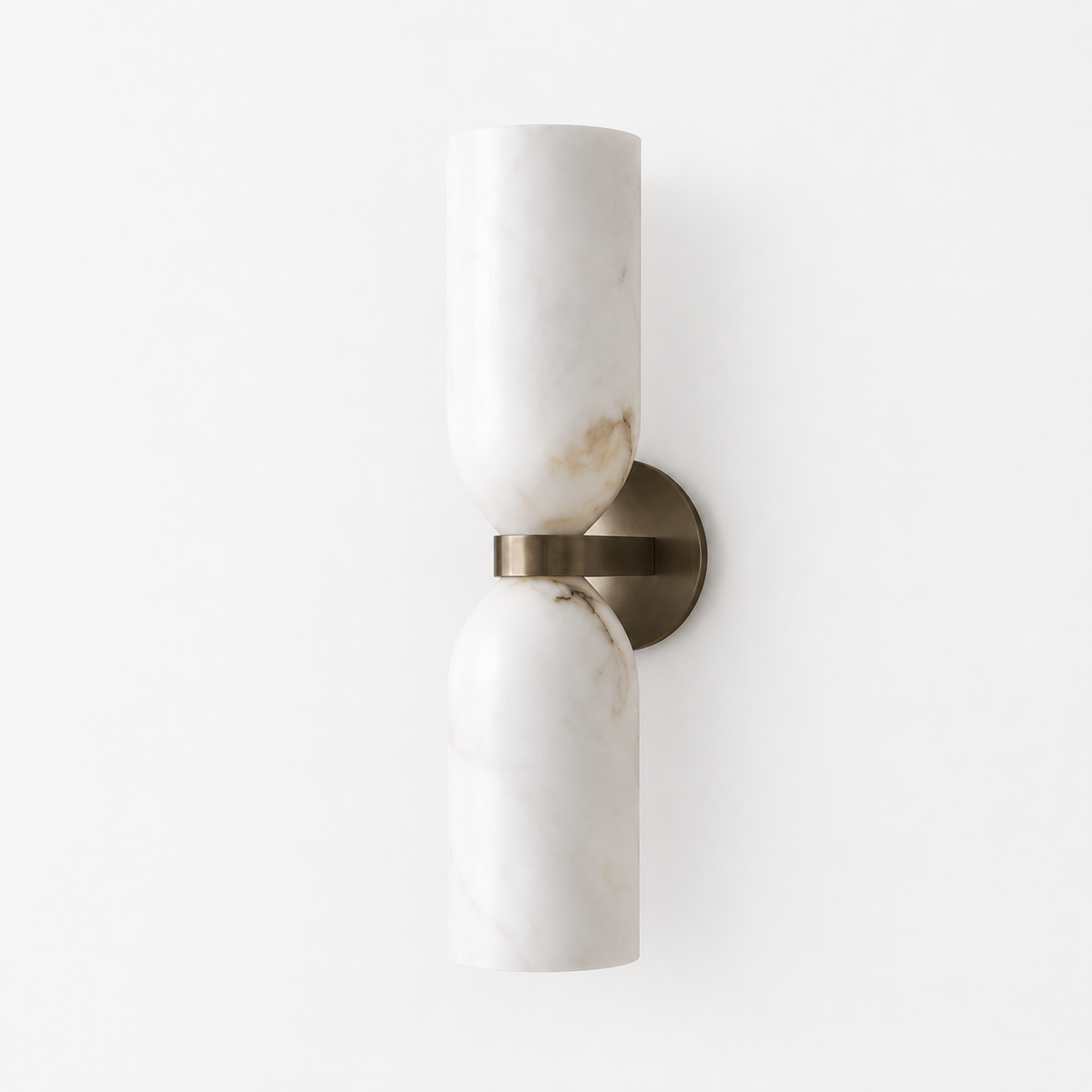 Arlo marble and copper wall lamp mounted on a wall