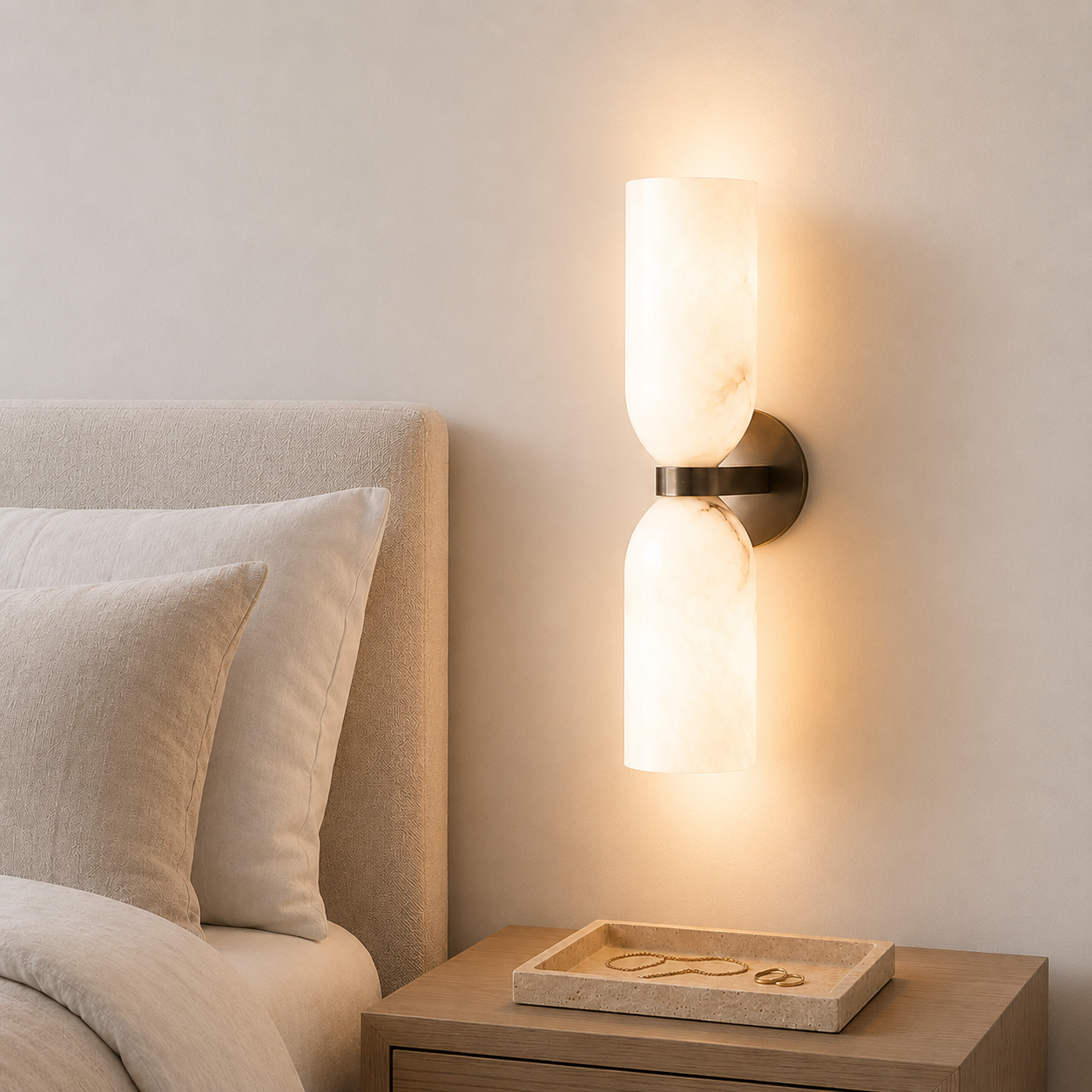 Arlo marble wall lamp close-up of natural stone texture