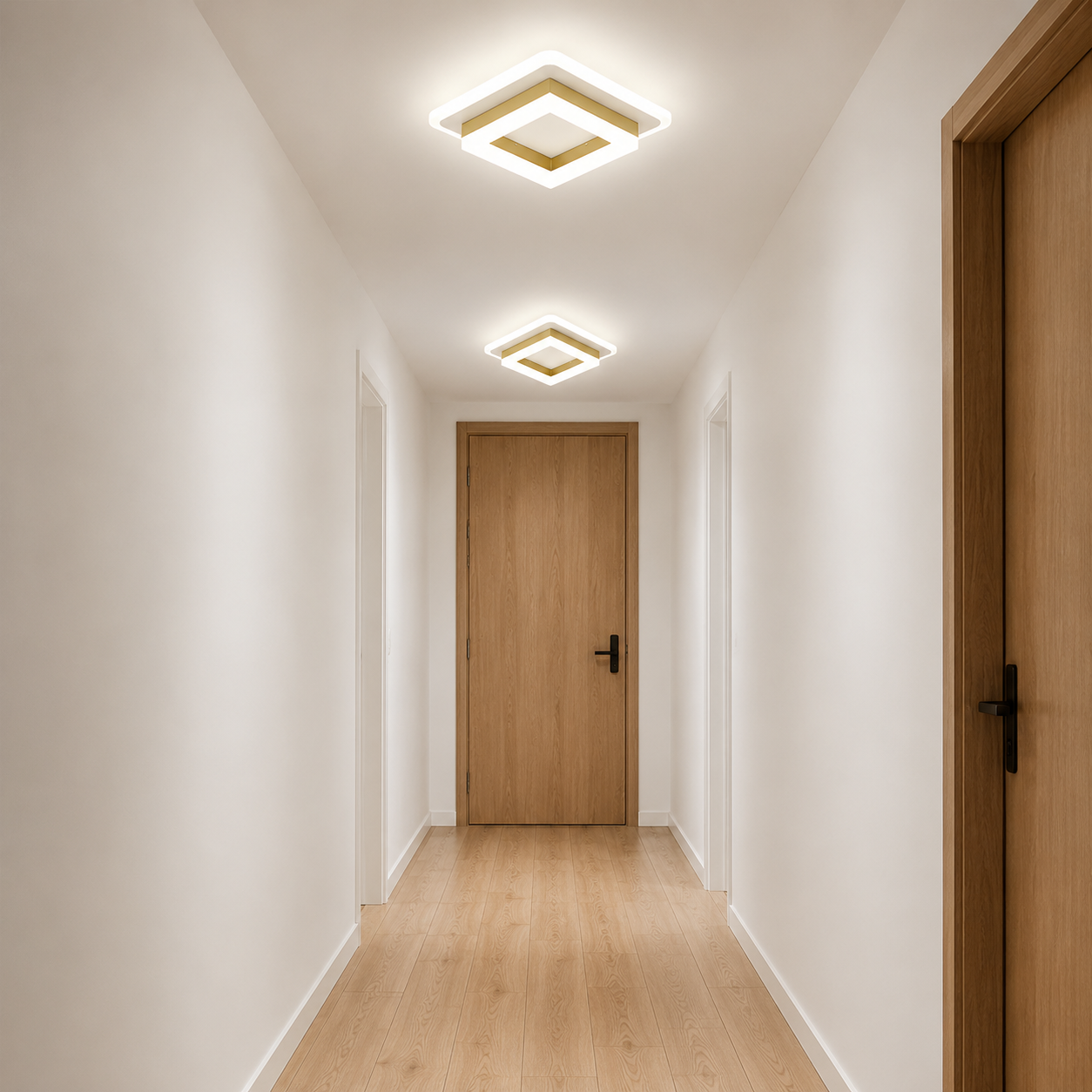 Atlas Square LED Ceiling Light in Gold finish