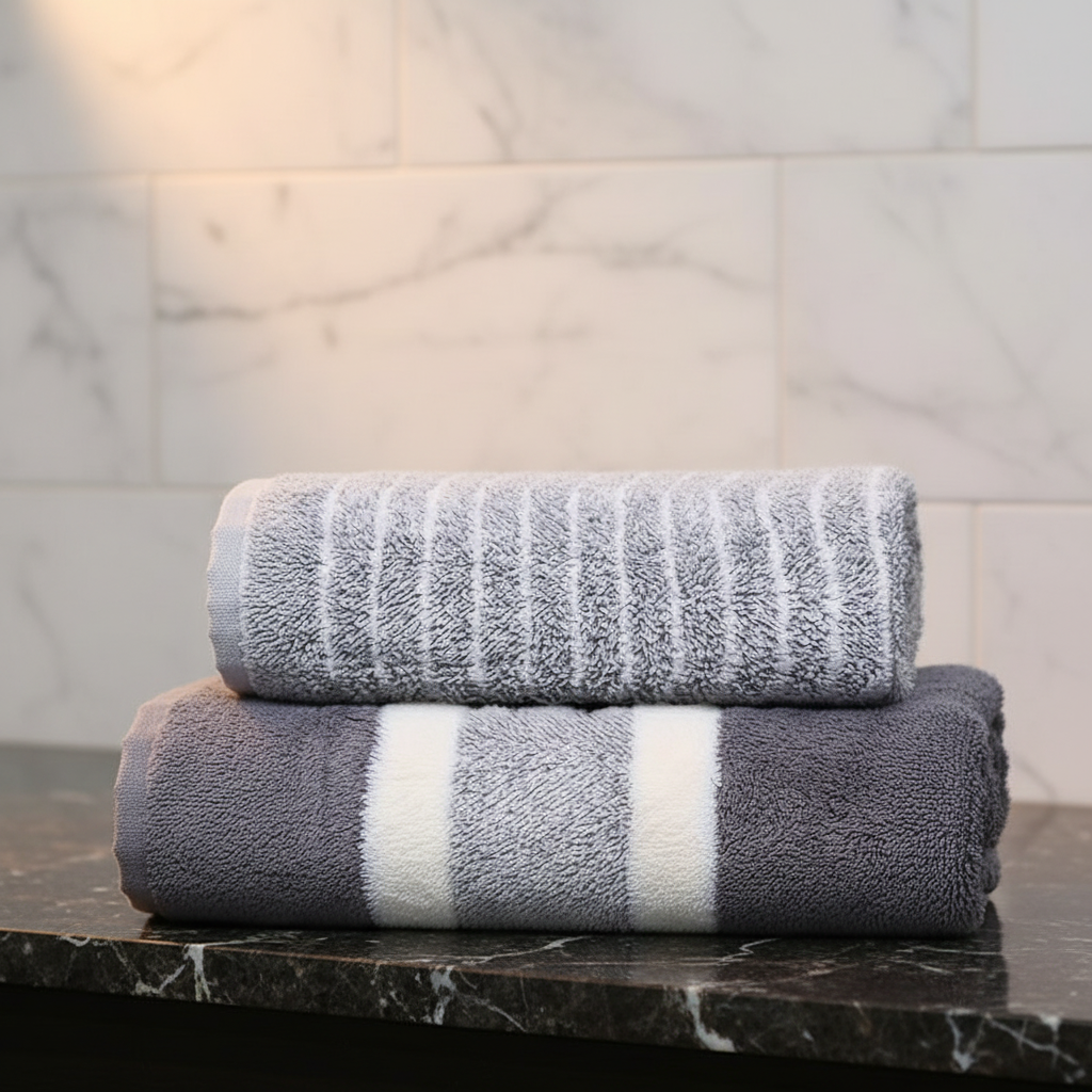 Aurelia Bath Towels Set close-up showing the coral microfibre texture