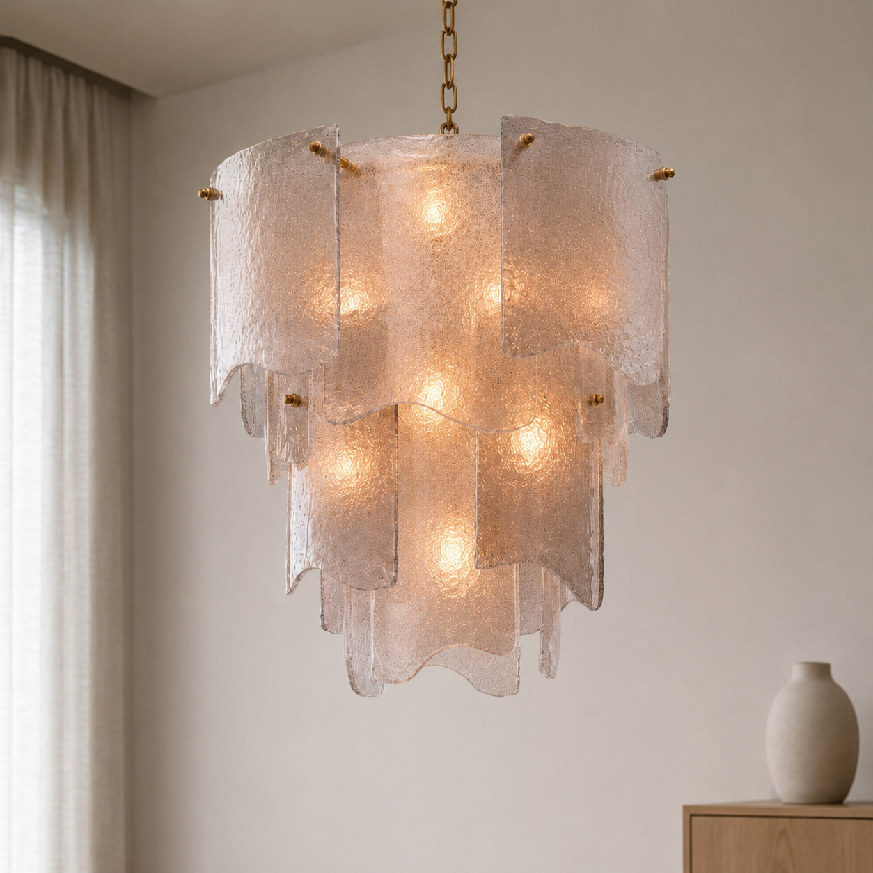 Aziz Tiered Glass Chandelier tier detail