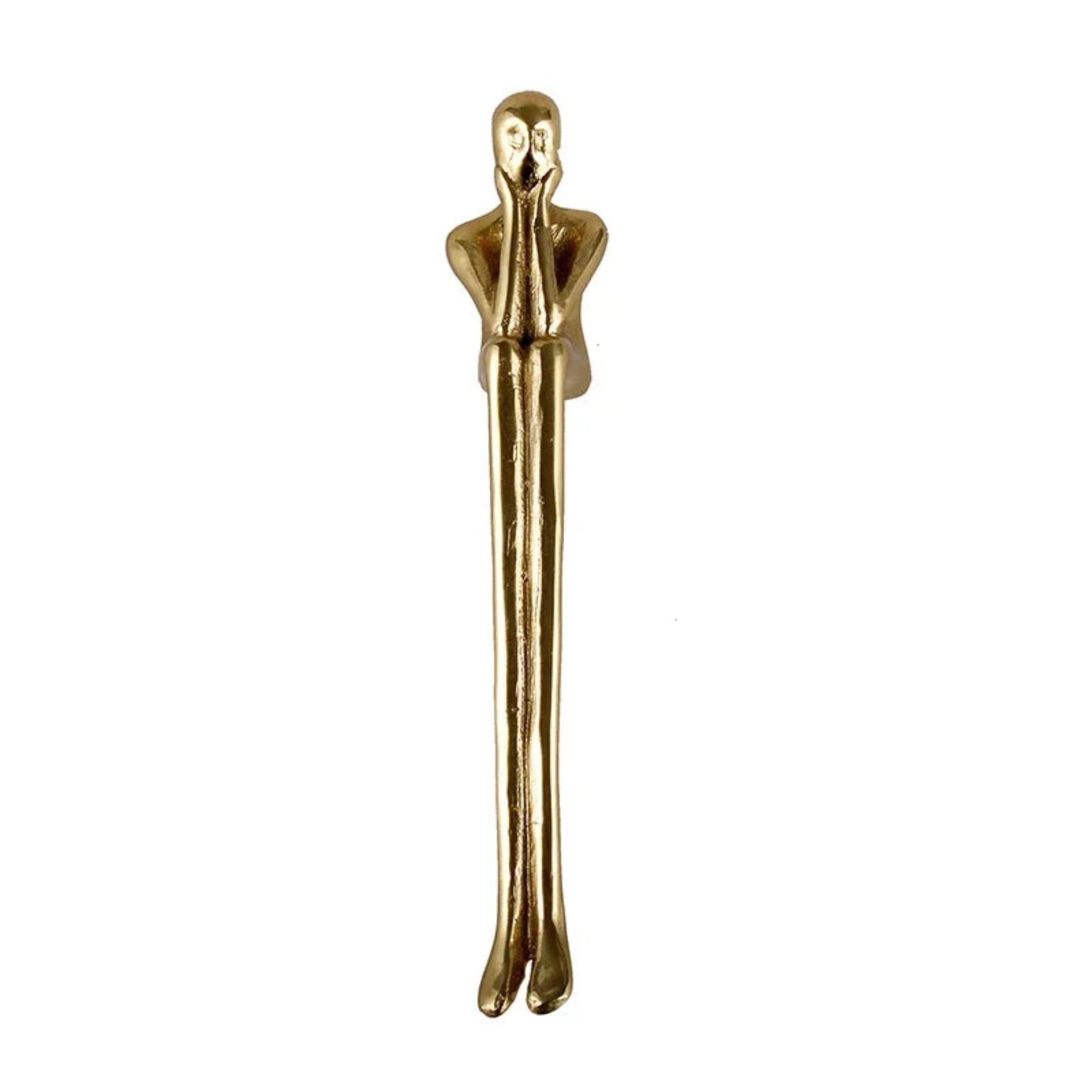 Bathurst Sculptural Brass Cabinet Handle shown on a wardrobe door