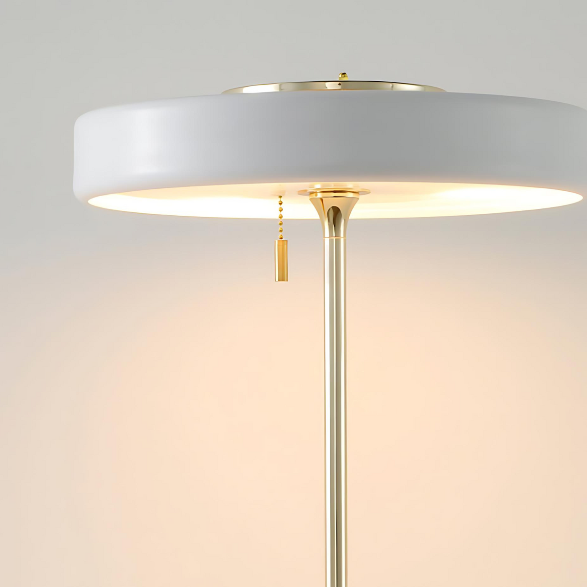 Baya minimalist table lamp disc shade and brass stem product view