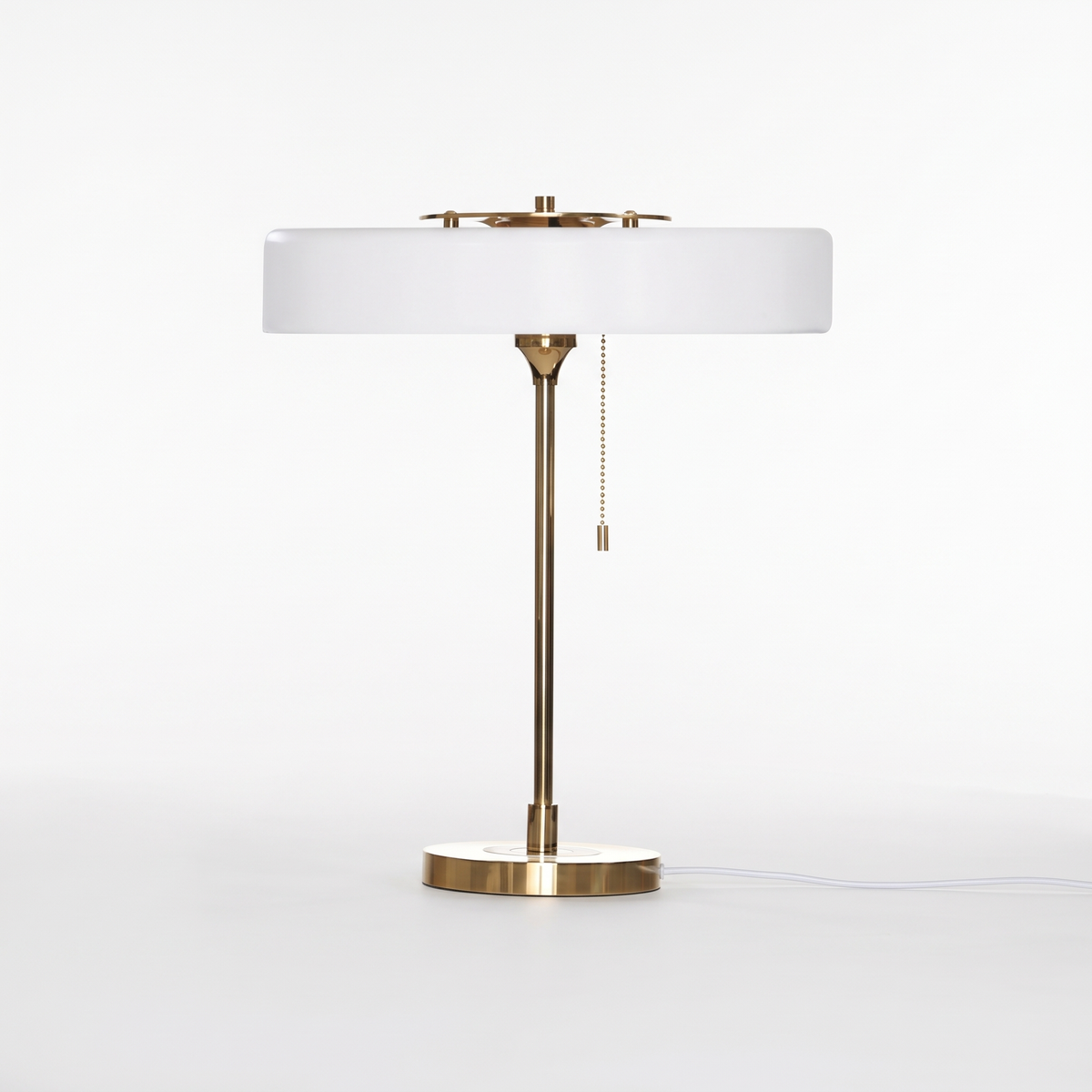 Baya minimalist table lamp in white on a white background
