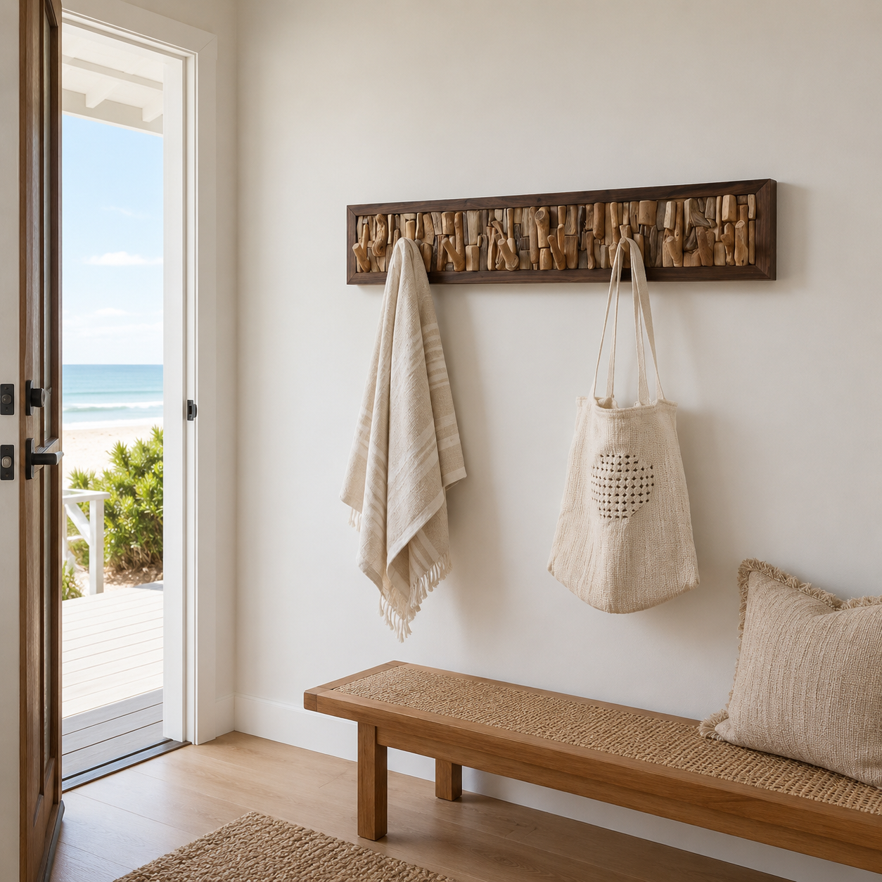 Berrin Wooden Coat Rack shown in full product view