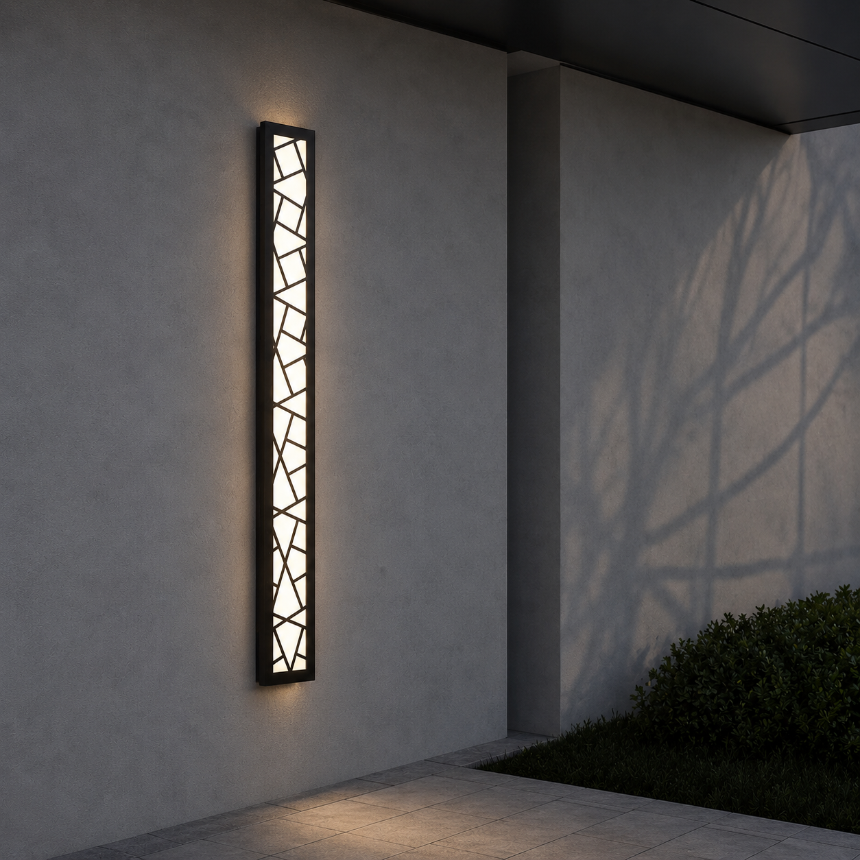 Brawa Stainless Steel LED Outdoor Wall Lamp in a taller size mounted on an exterior wall
