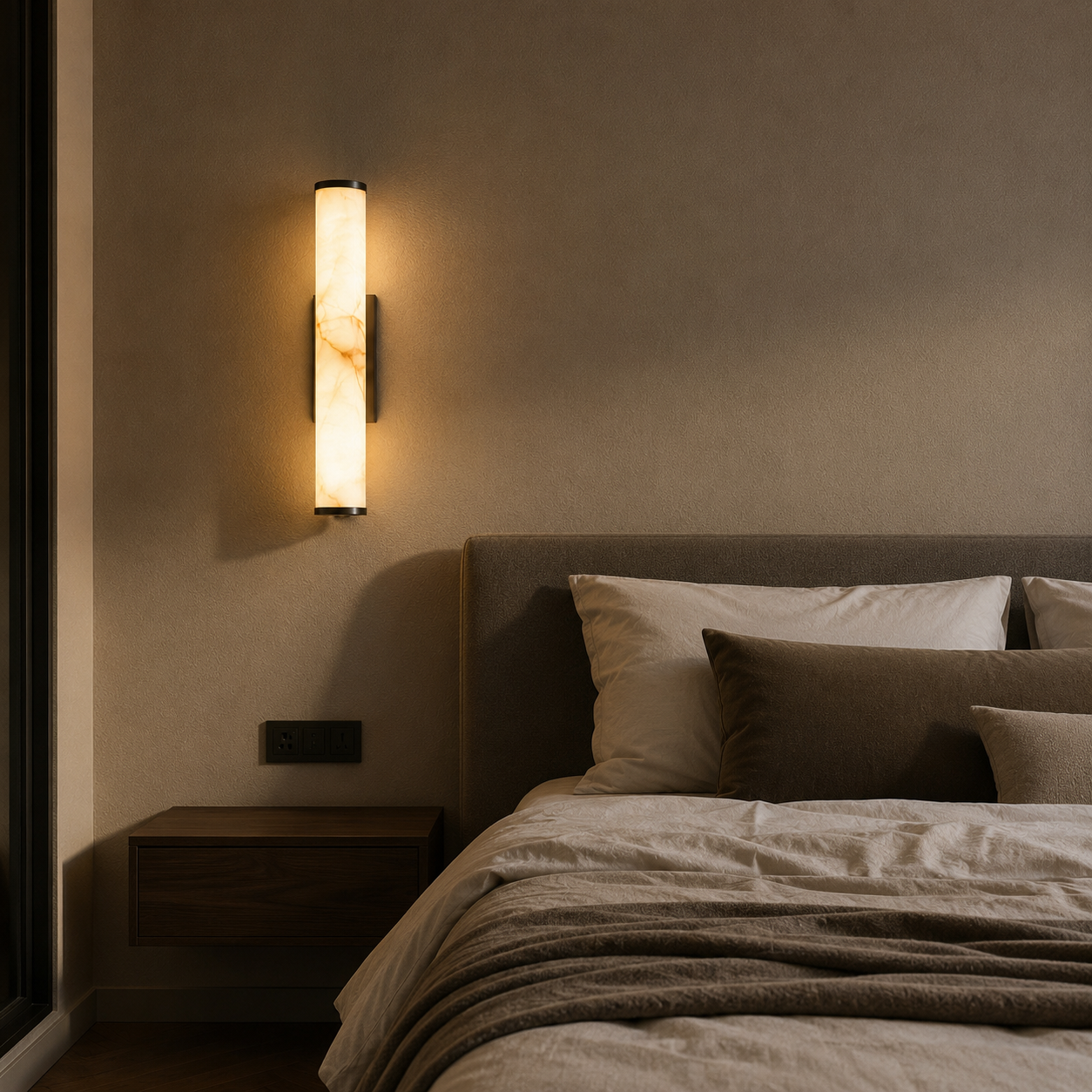 Bungan marble and copper wall light mounted on a wall