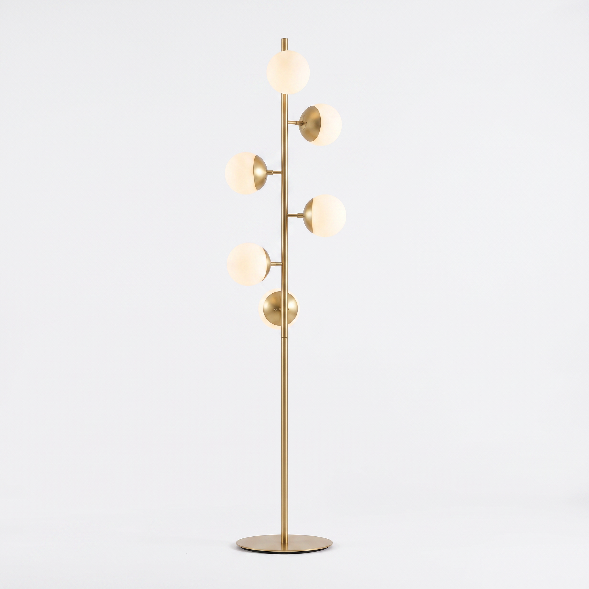 Cactus gold glass-globe floor lamp on a plain white background