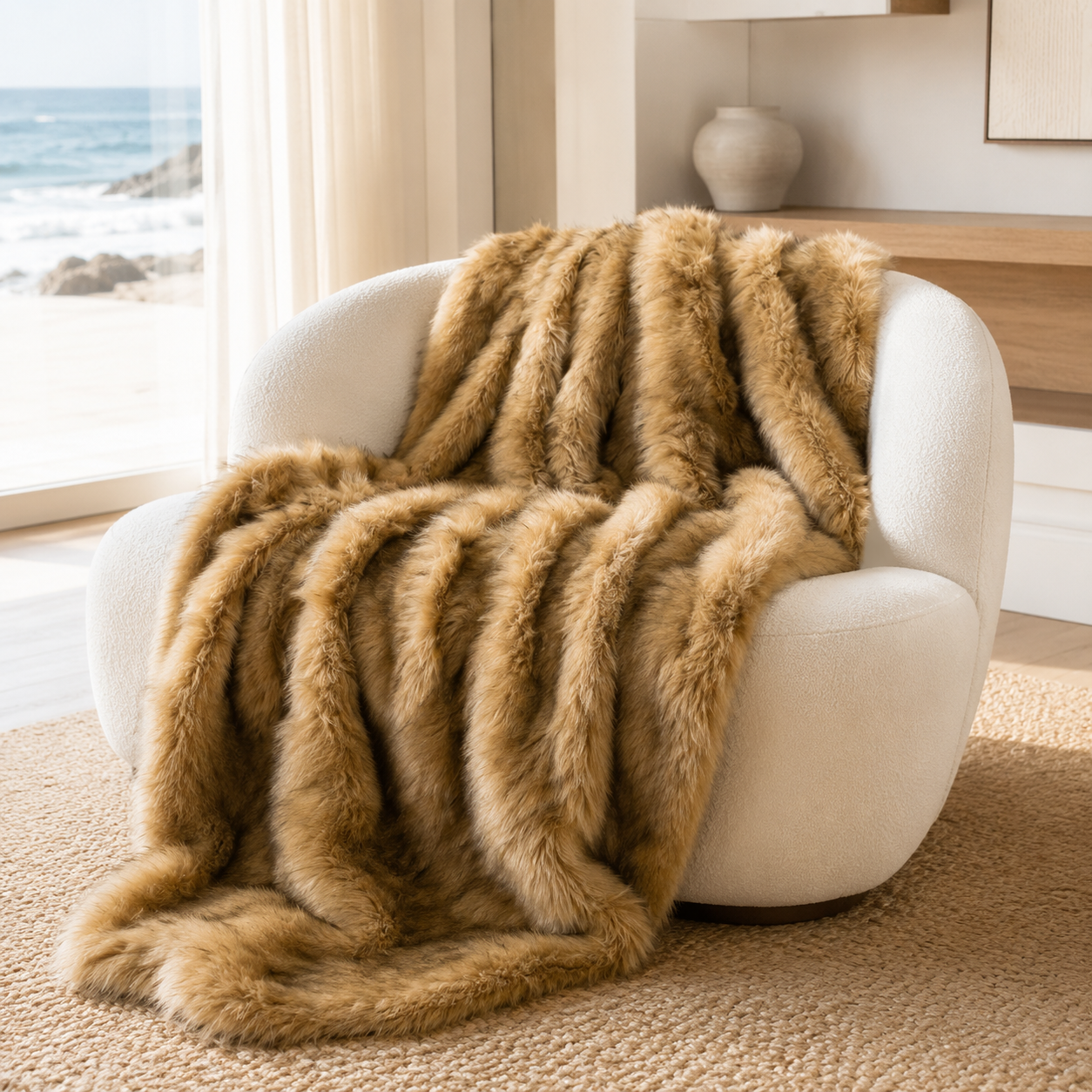 Calder Fur Throw Blanket close-up showing the plush faux fur texture
