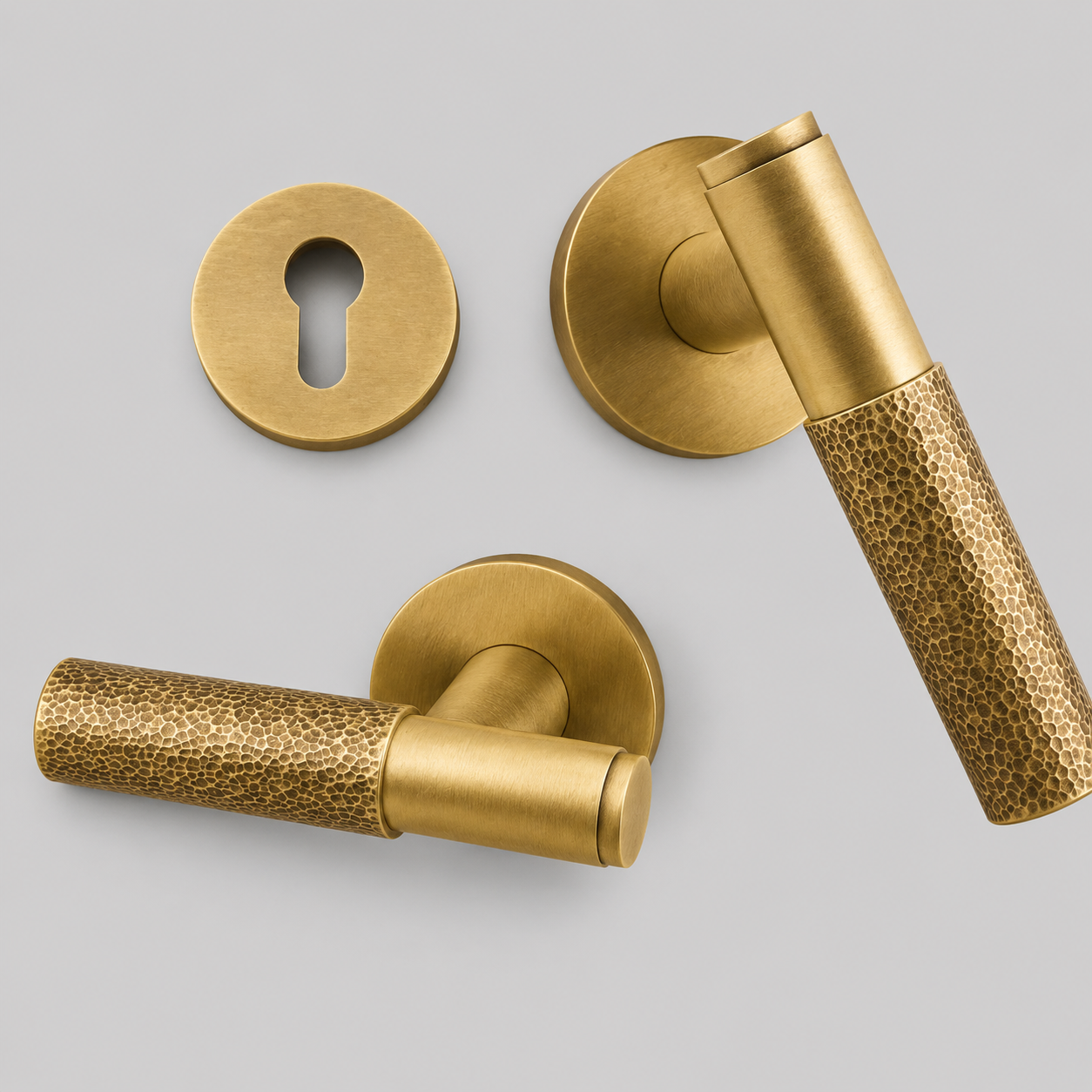 Cammeray Brass Door Lock Set installed on a bedroom door