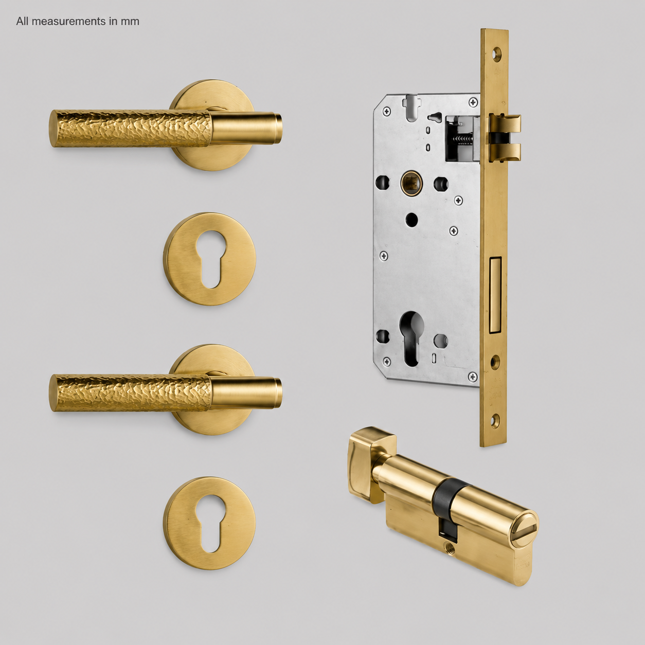 Cammeray Brass Door Lock Set latch and strike plate detail