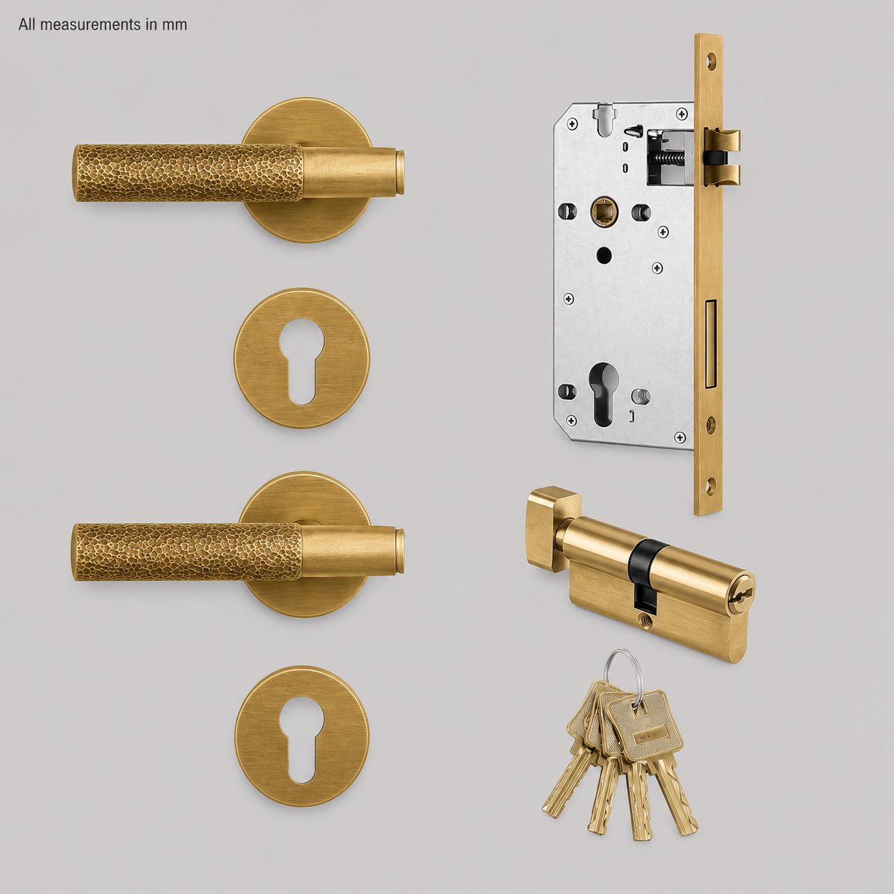 Cammeray Brass Door Lock Set fitted to an interior door