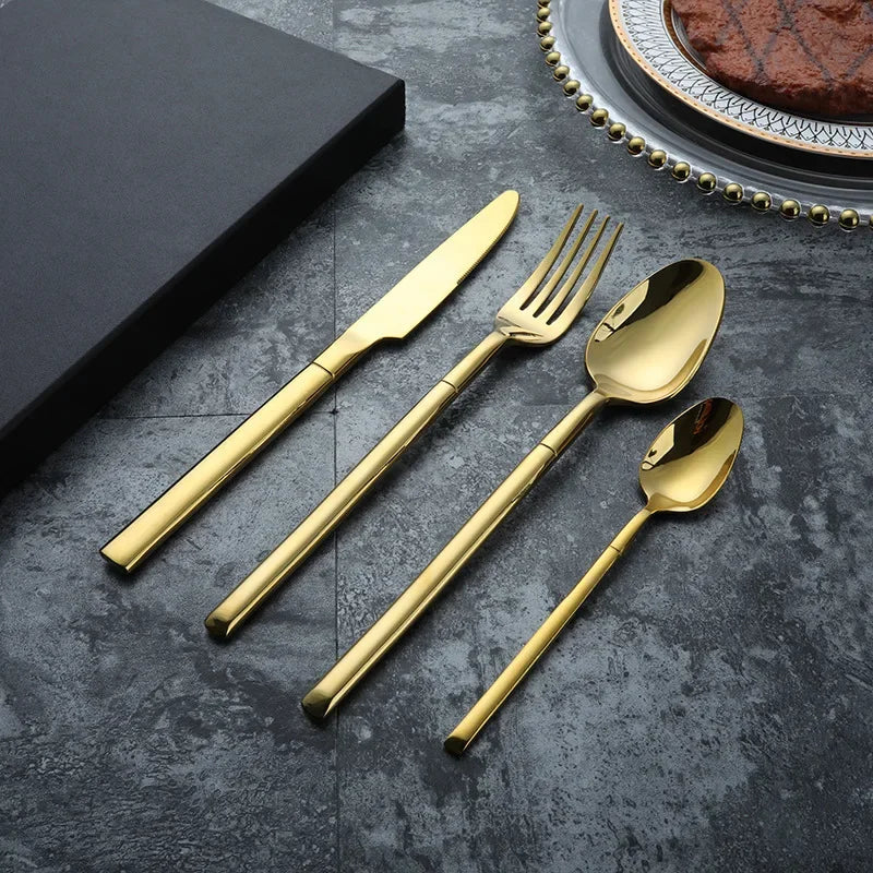Catalina Cutlery Set in Gold finish close-up