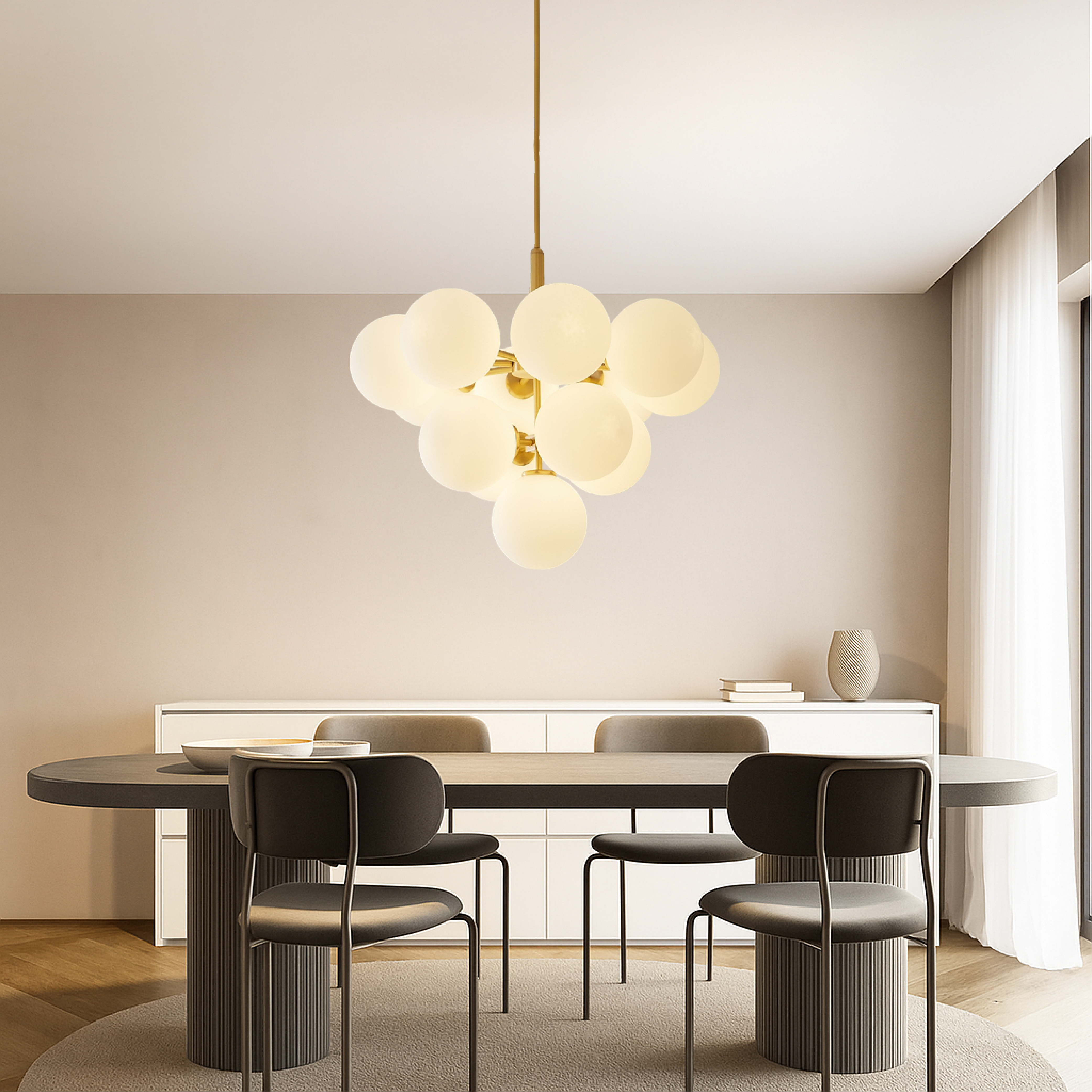Celeste Scandinavian Glass Chandelier glass sphere detail