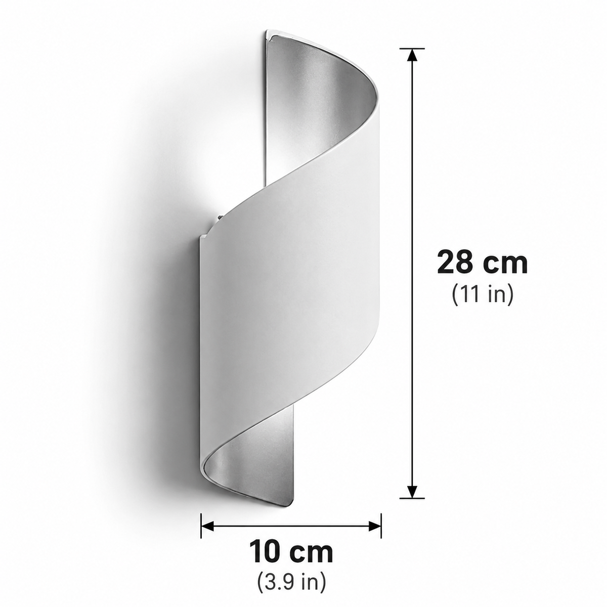 Clarry spiral outdoor wall light in white measuring 28cm (11.0in) tall and 10cm (3.9in) wide