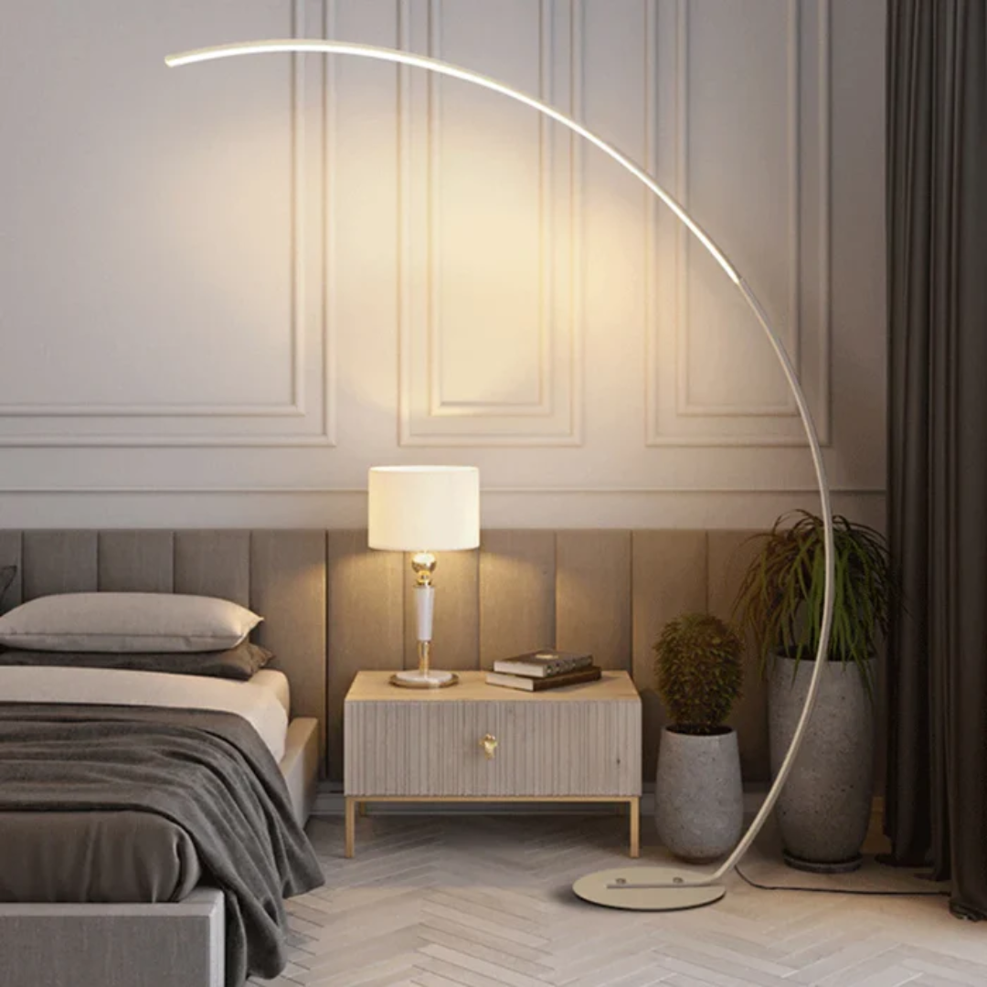 Clayton floor lamp in a bedroom setting