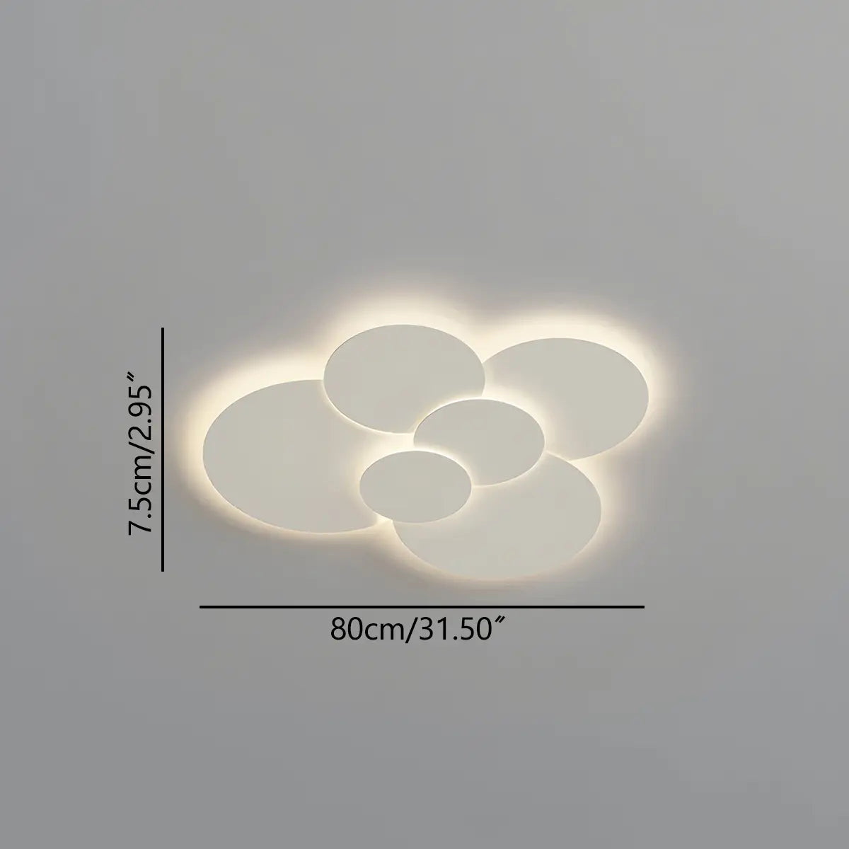 Cloey cloud disc ceiling light shown mounted, highlighting its slim flush profile