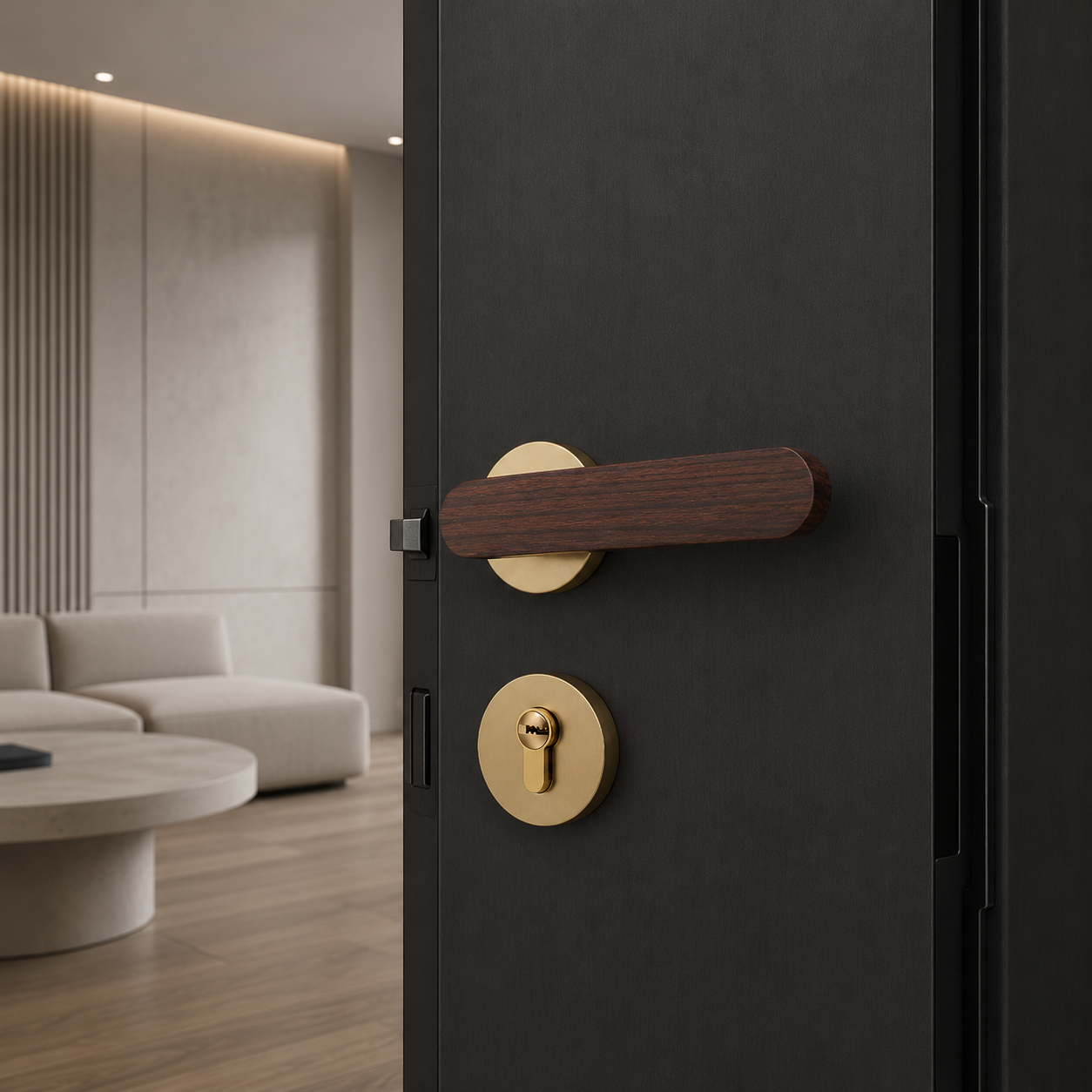 Clovelly Zinc Alloy Door Lock Set shown from the reverse side