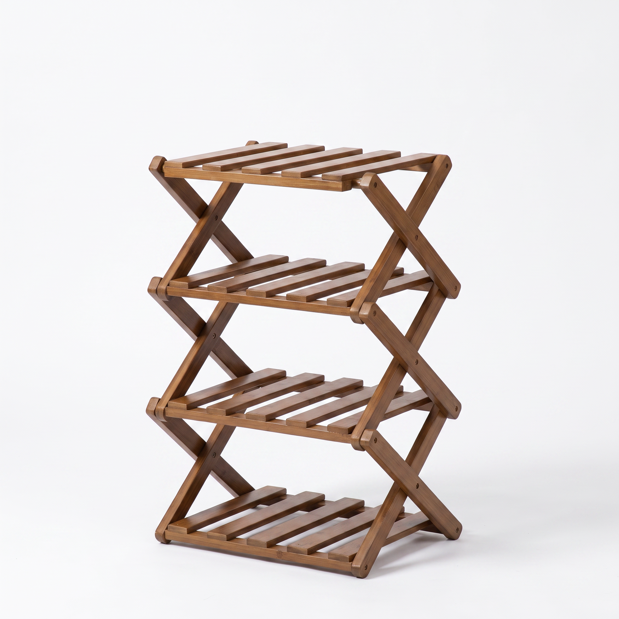 Collaroy tiered bamboo shoe rack in brown on a white background