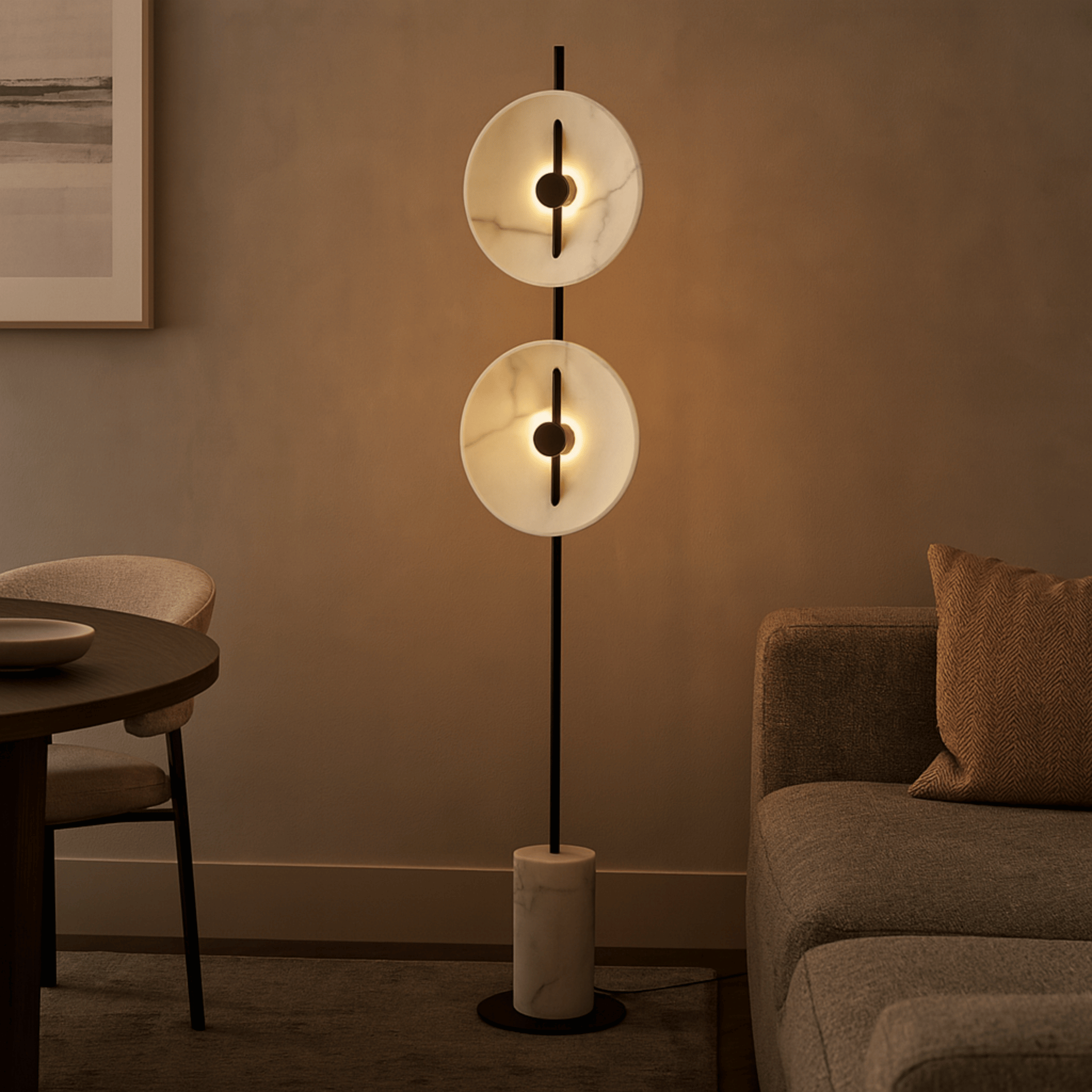 Culburra dual resin shade floor lamp with marble base