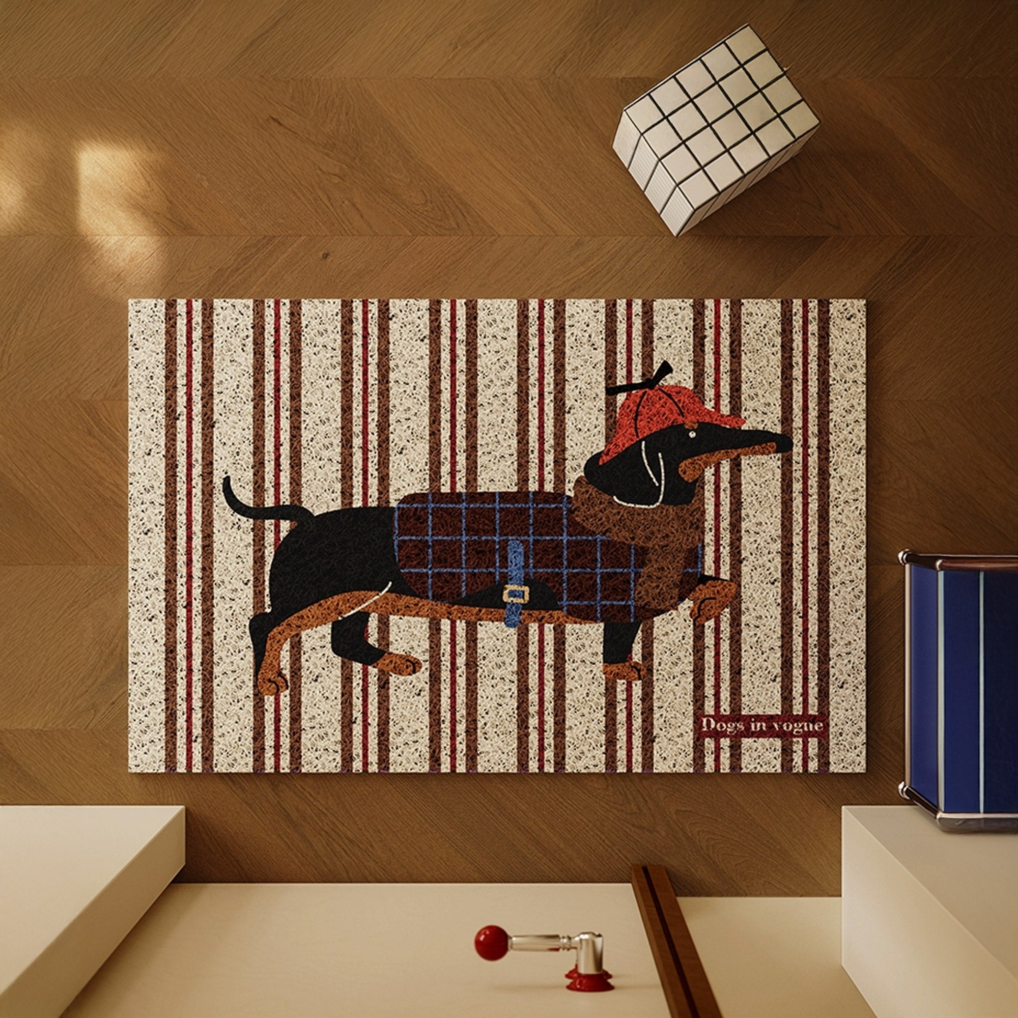 Dachshund Detective Coir Doormat shown in full product view