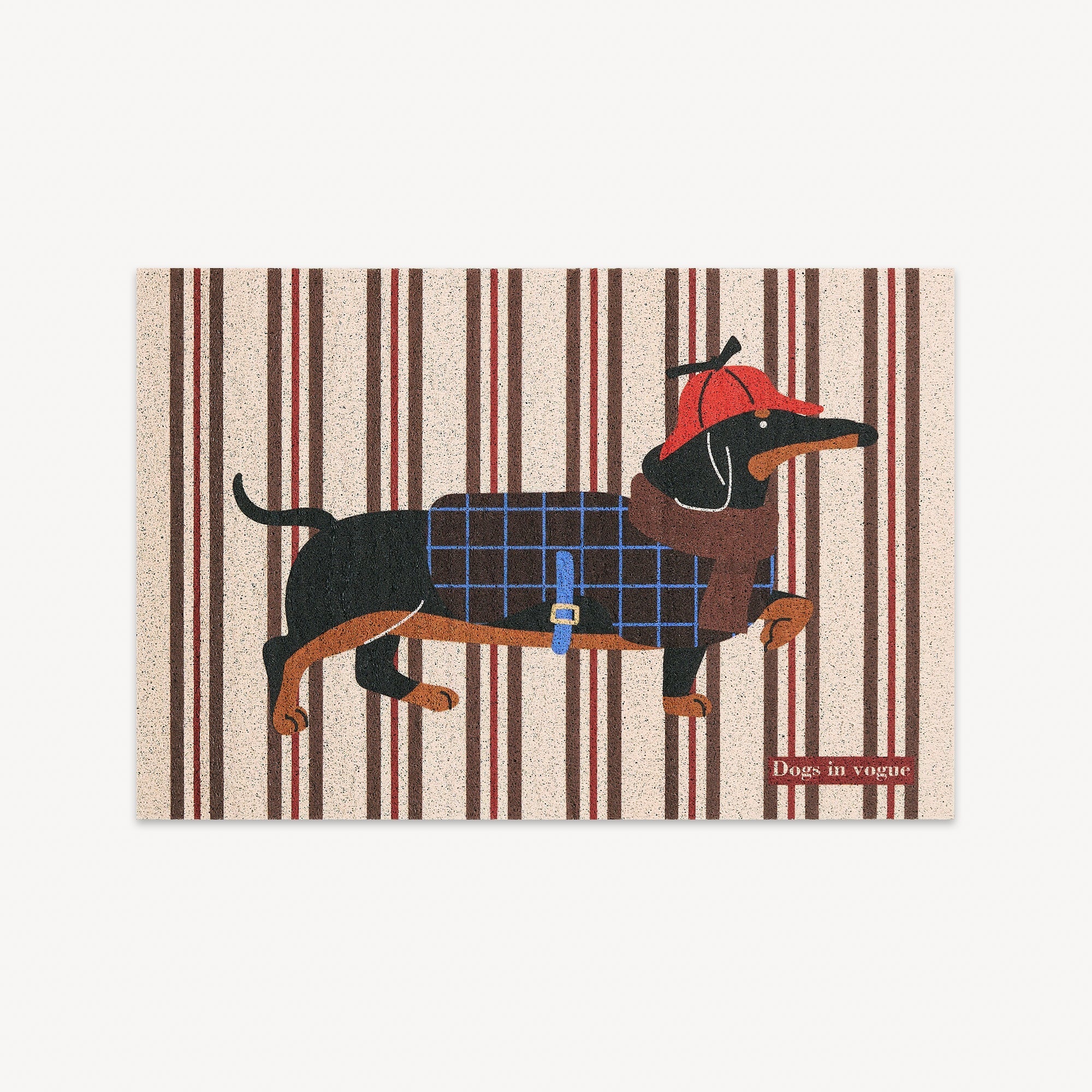 Dachshund Detective Coir Doormat detective design close-up