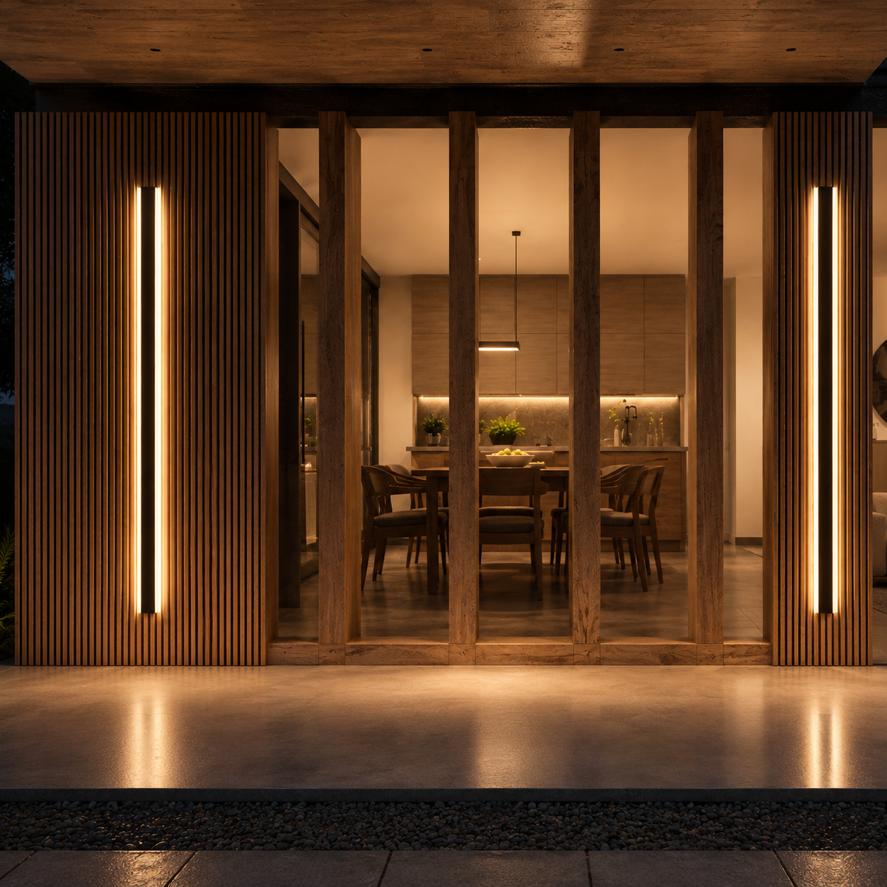 Daleh Iron LED Outdoor Wall Light mounted on a garage exterior