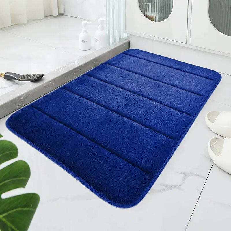 Daxen Coral Velvet Bath Mat styled in a modern bathroom
