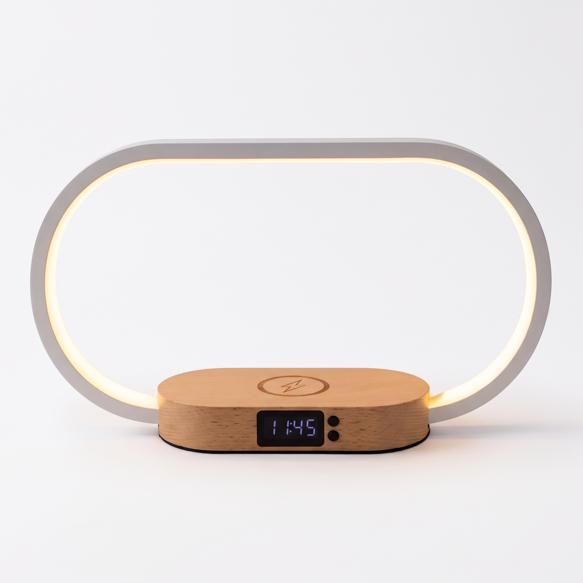 Dony rechargeable night light with charger and clock on a white background