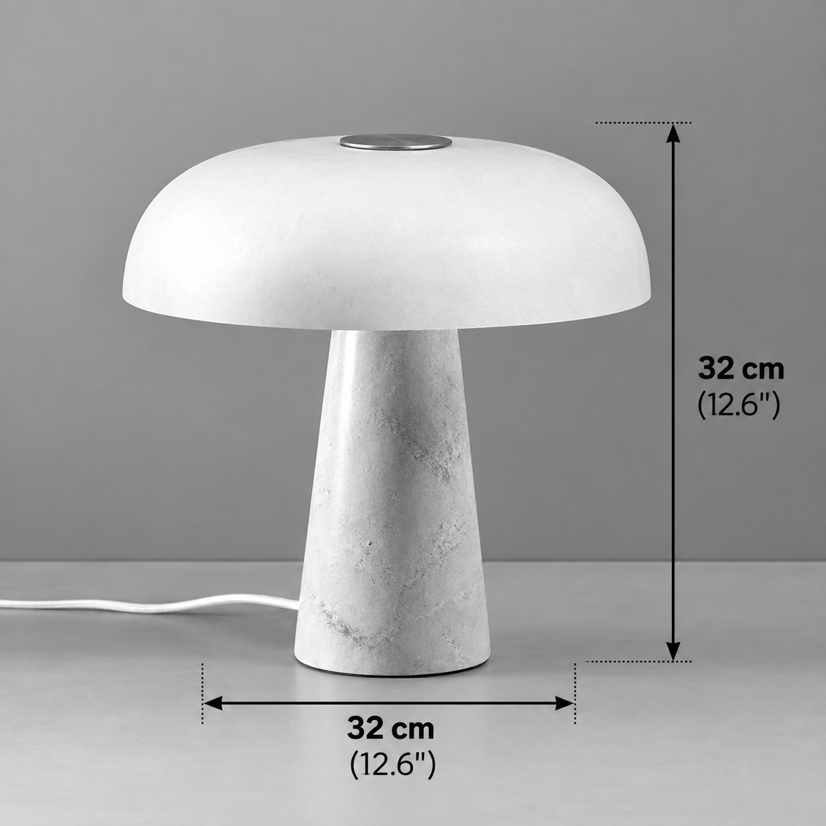 Dover Table Lamp marble base and frosted glass globe shade detail