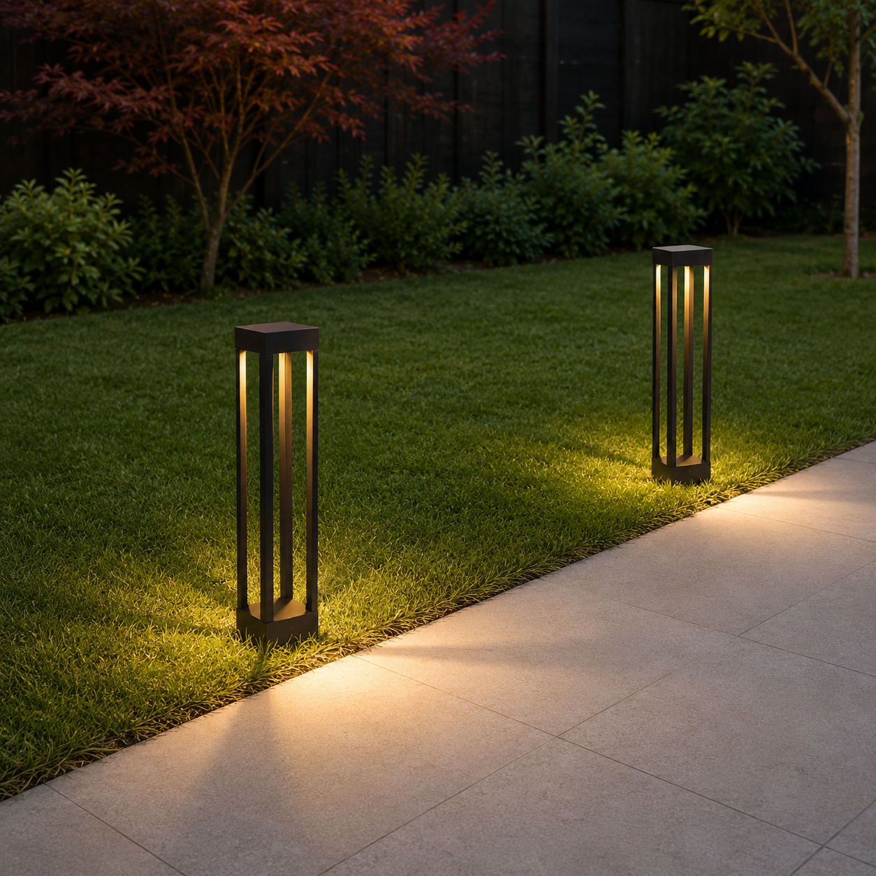 Eclipse LED Garden Bollard Light displayed along a pathway