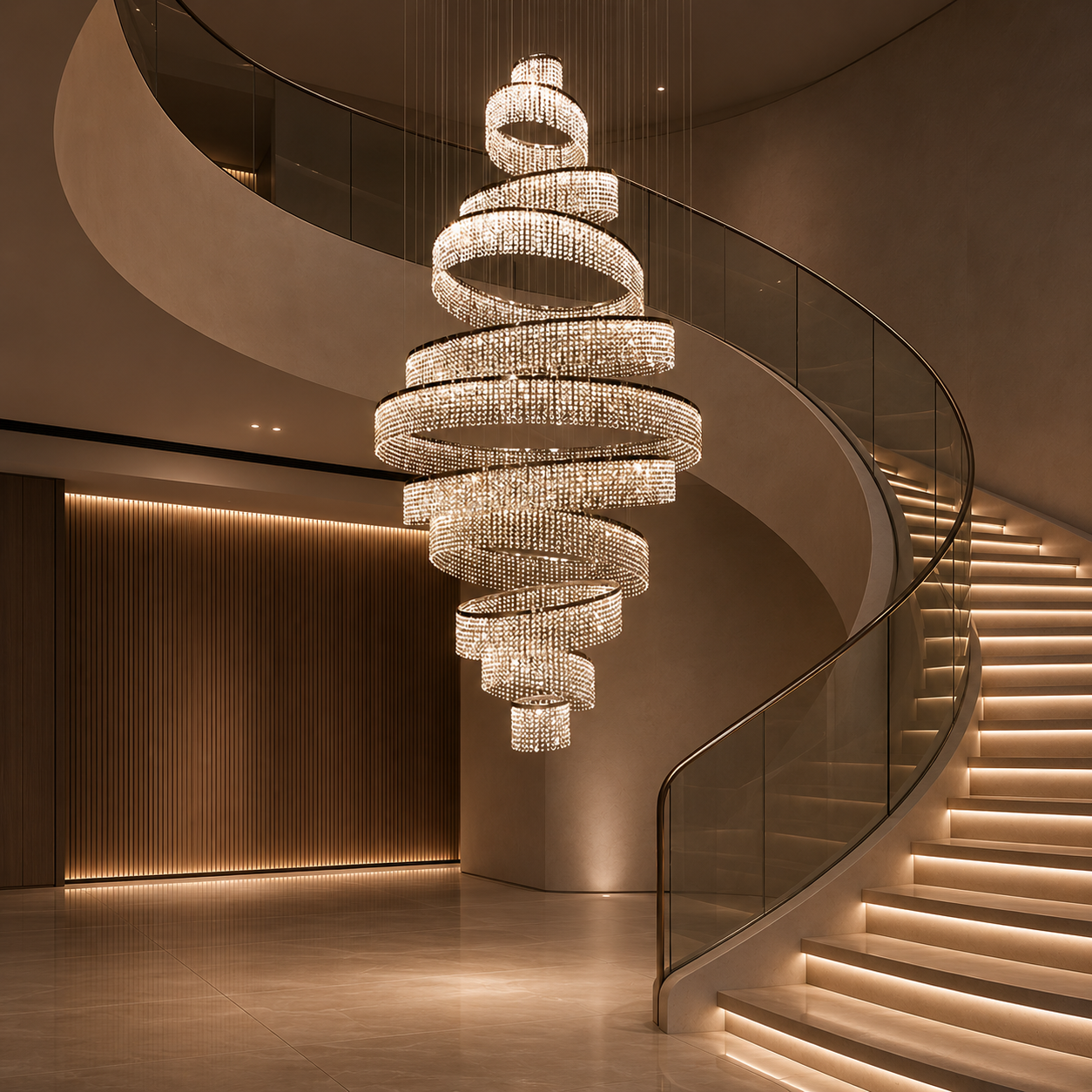 Elara Multi-Ring Crystal Chandelier crystal tier detail