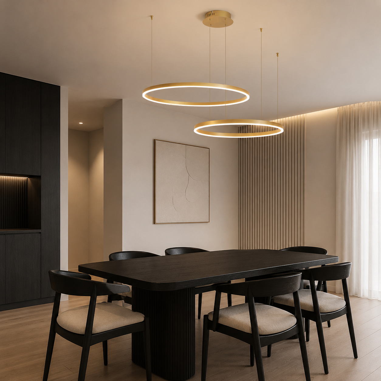Elion Circular LED Pendant Light in black frame finish