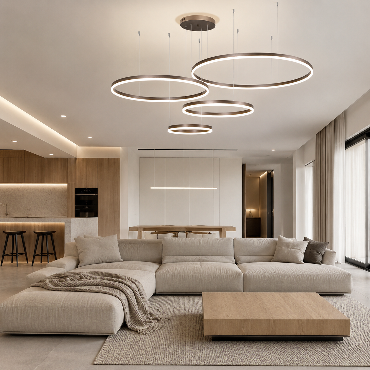 Elion Circular LED Pendant Light illuminated