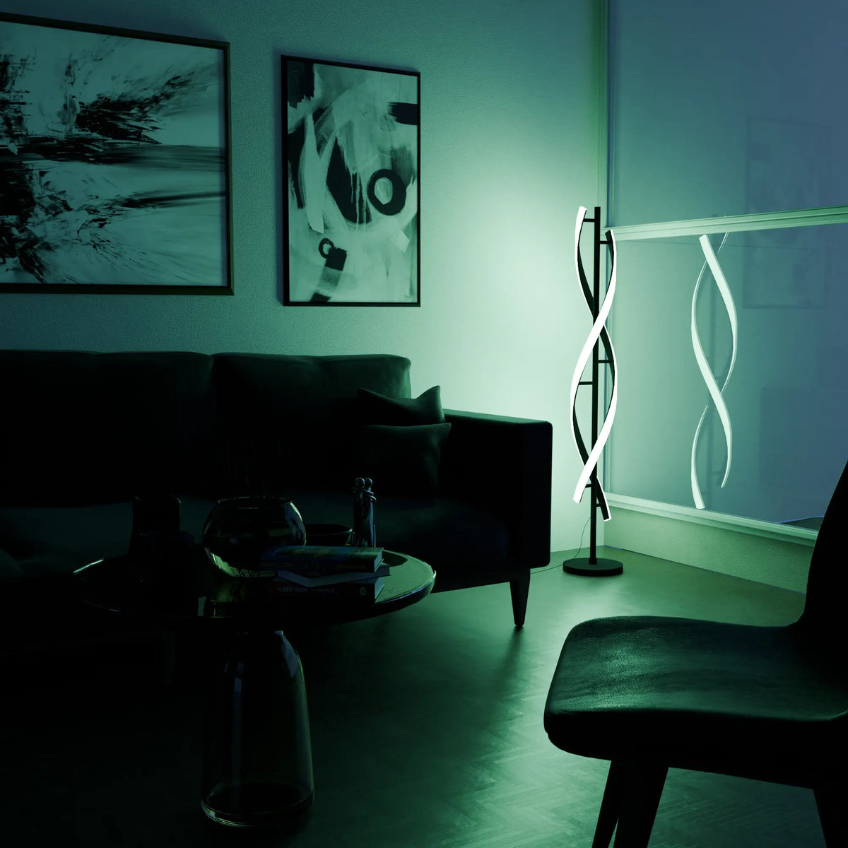 Fifi Modern Floor Lamp black powder-coated steel base detail