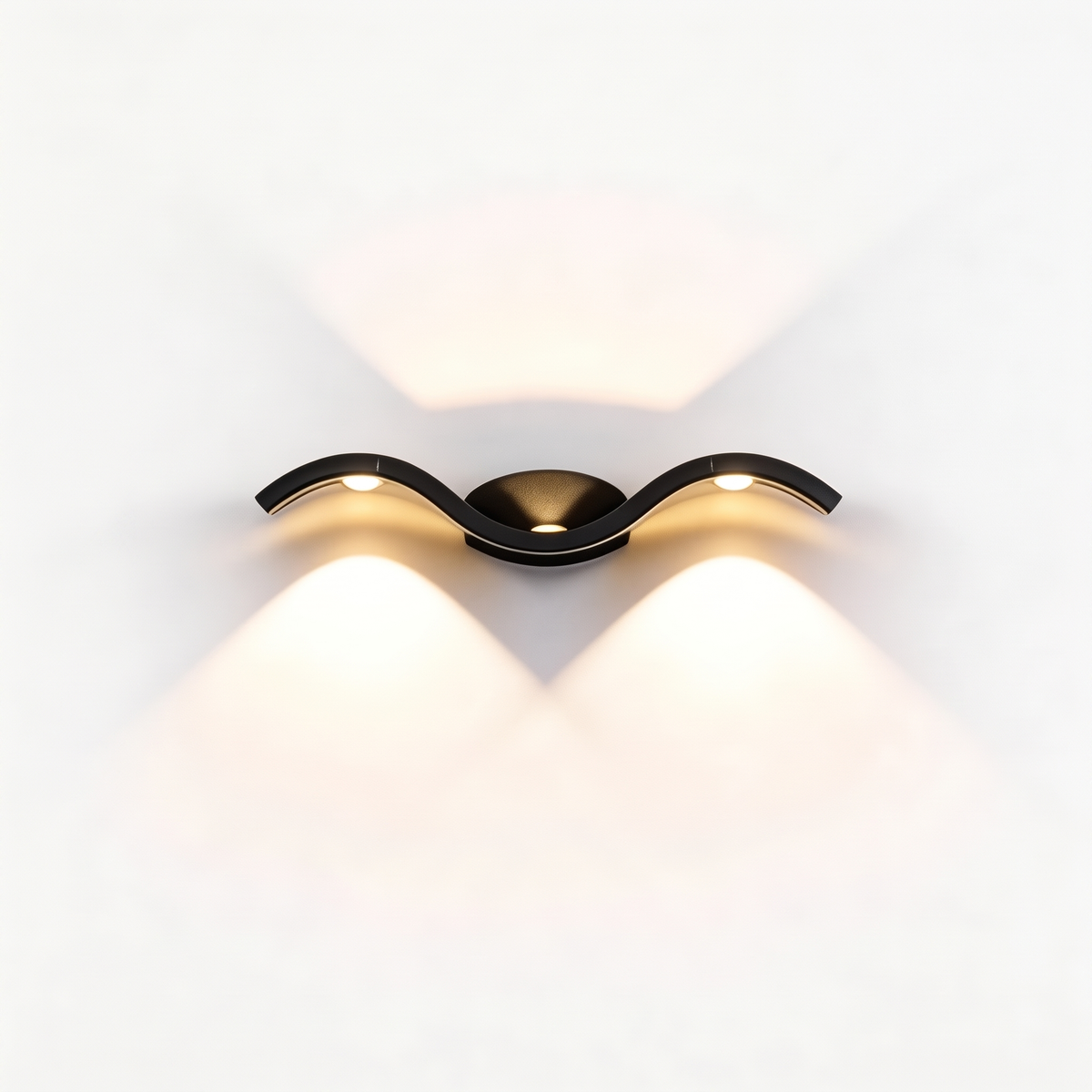 Fly Modern Outdoor Wall Light in black with up and down light on a white background