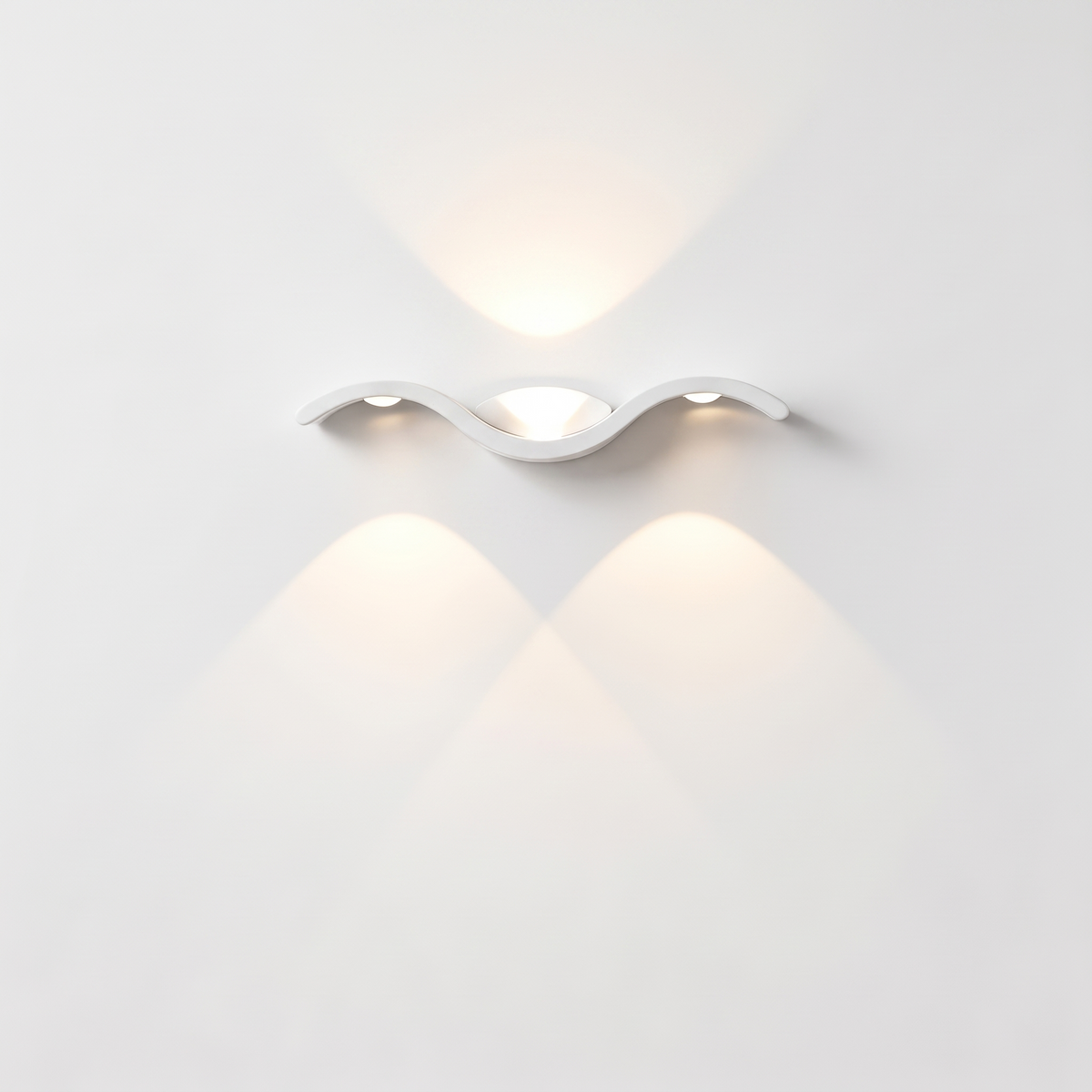 Fly Modern Outdoor Wall Light in white with up and down light on a white background