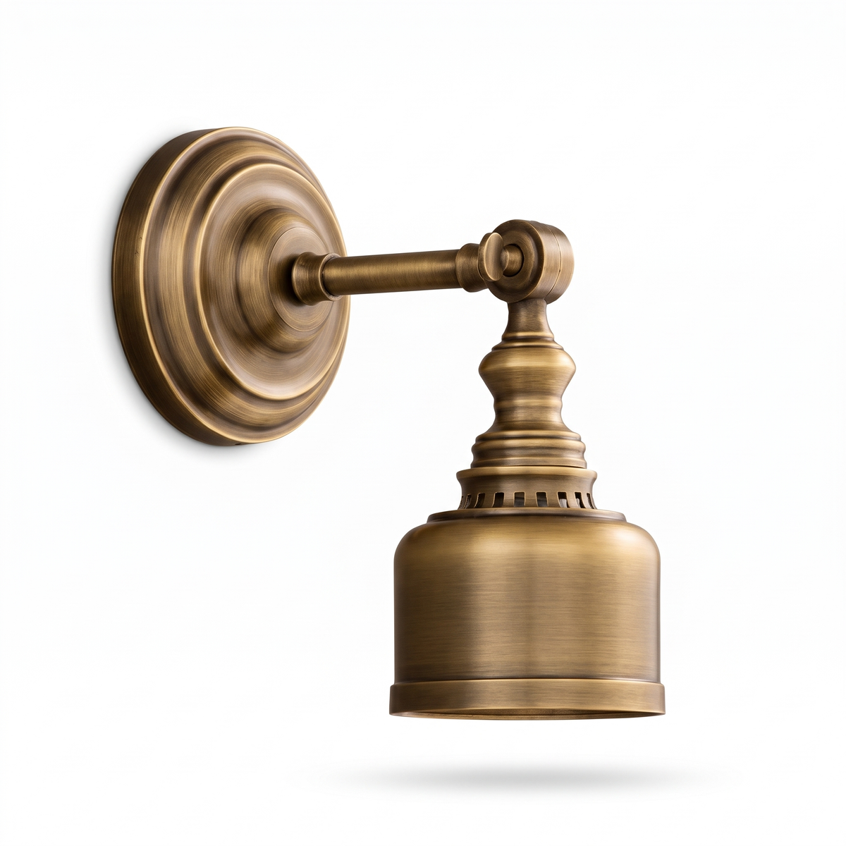 Foster solid brass wall sconce with bell shade on a white background
