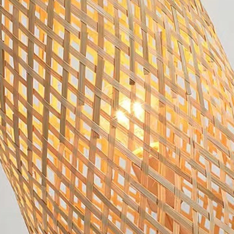 Gibbo bamboo floor lamp lit warm glow