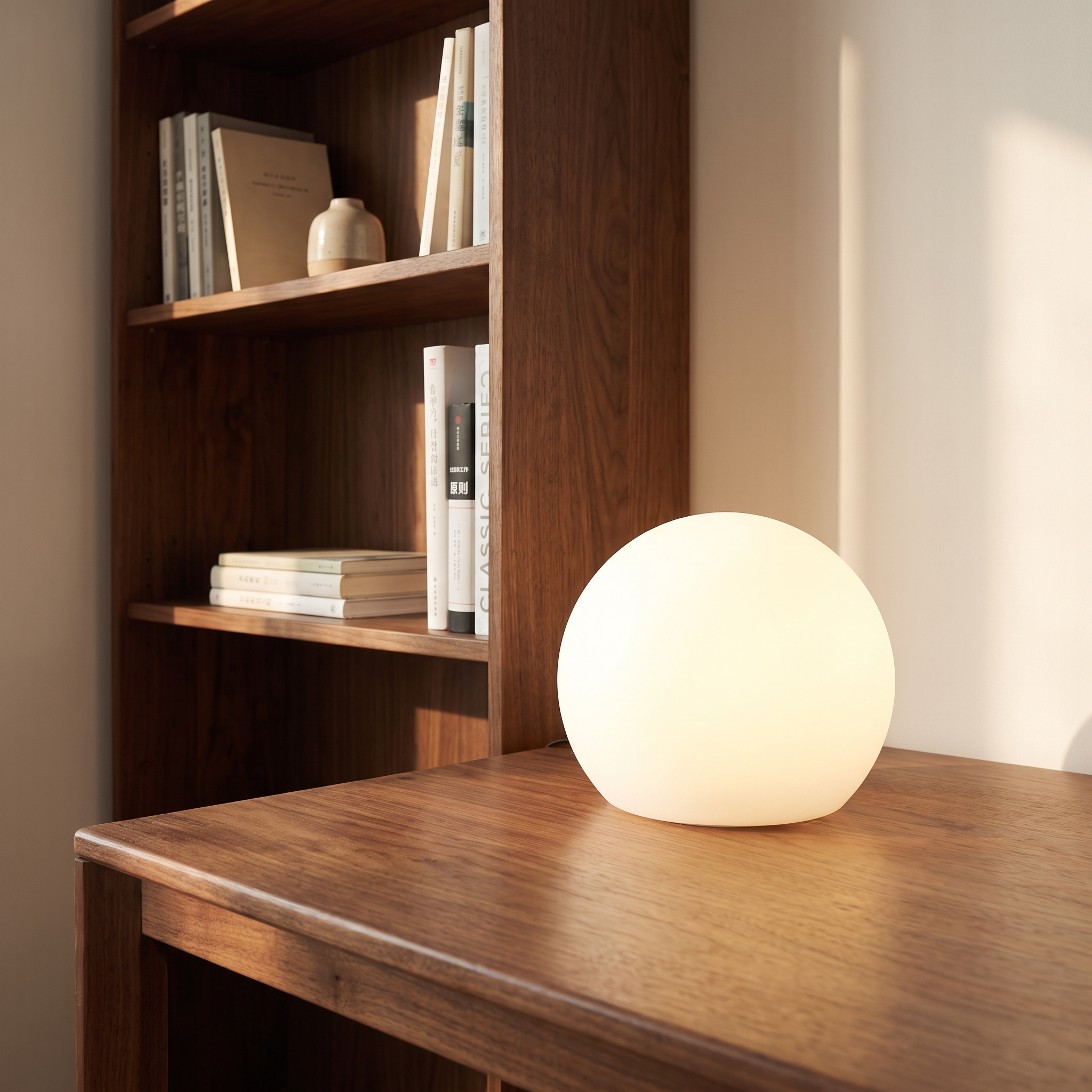 Gondwana portable table lamp on a timber home-office desk in a modern coastal study