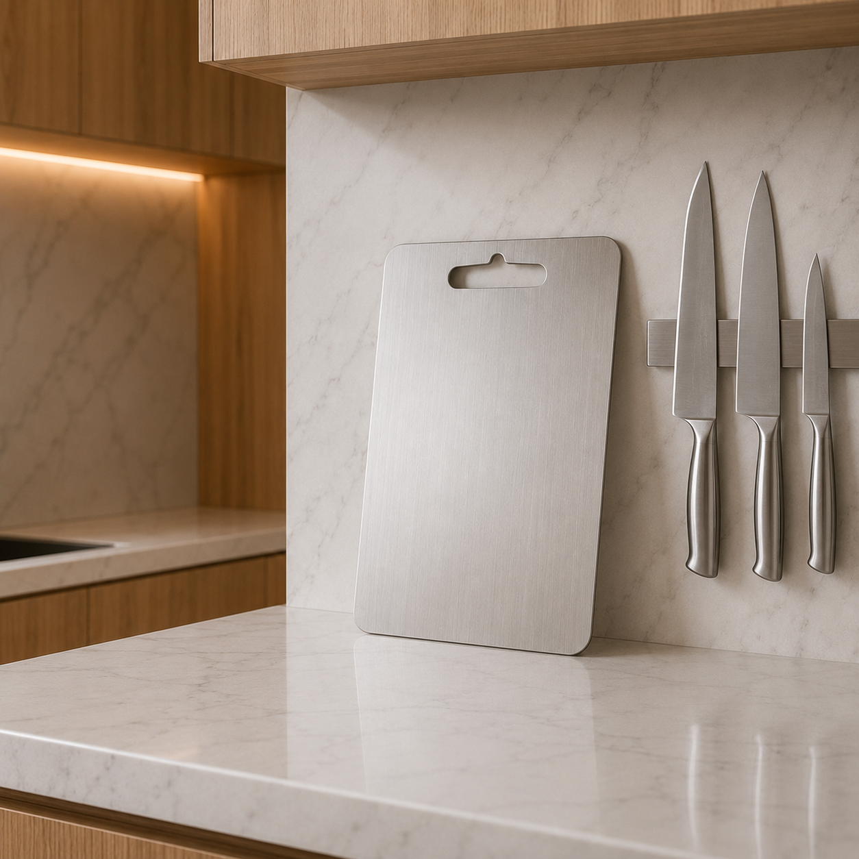 Gordon Titanium Cutting Board on a kitchen counter
