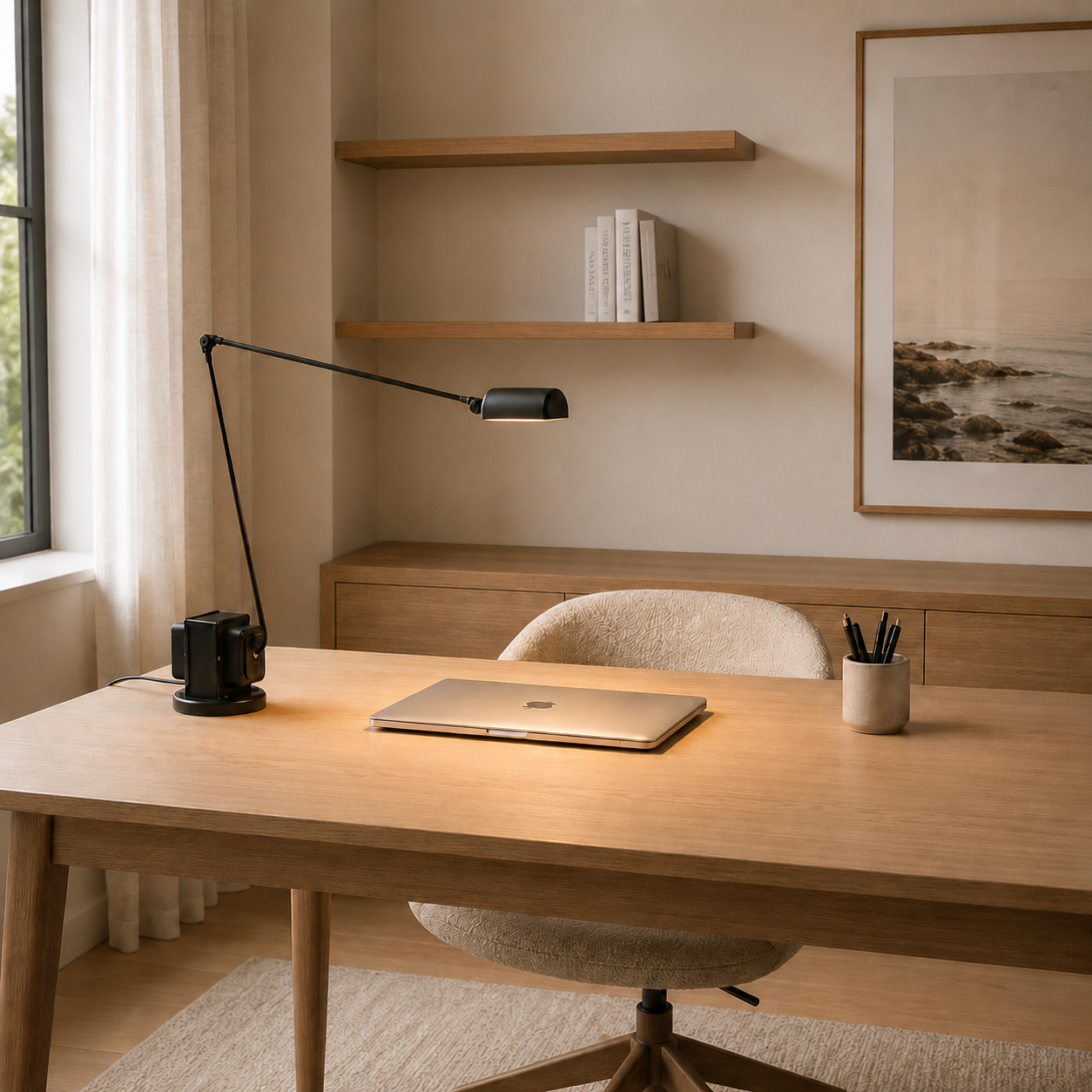 Grampians LED Desk Lamp in black with adjustable arm