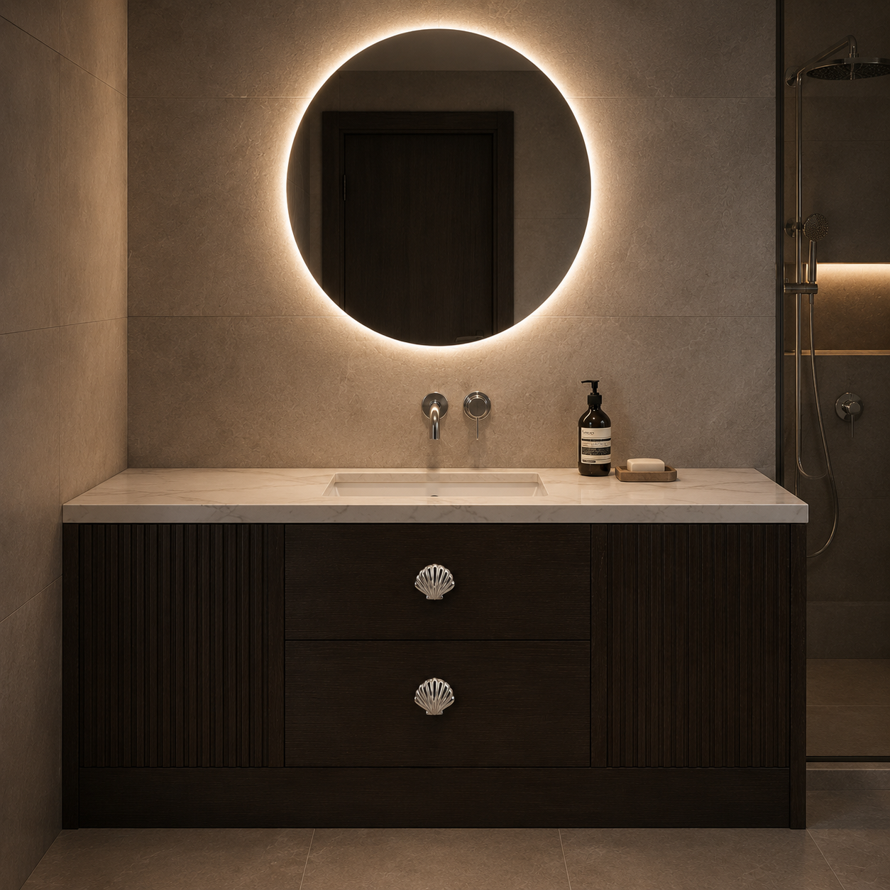 Hamilton Brass Sea Shell Cabinet Handle showing the shell-inspired silhouette in an alternate finish