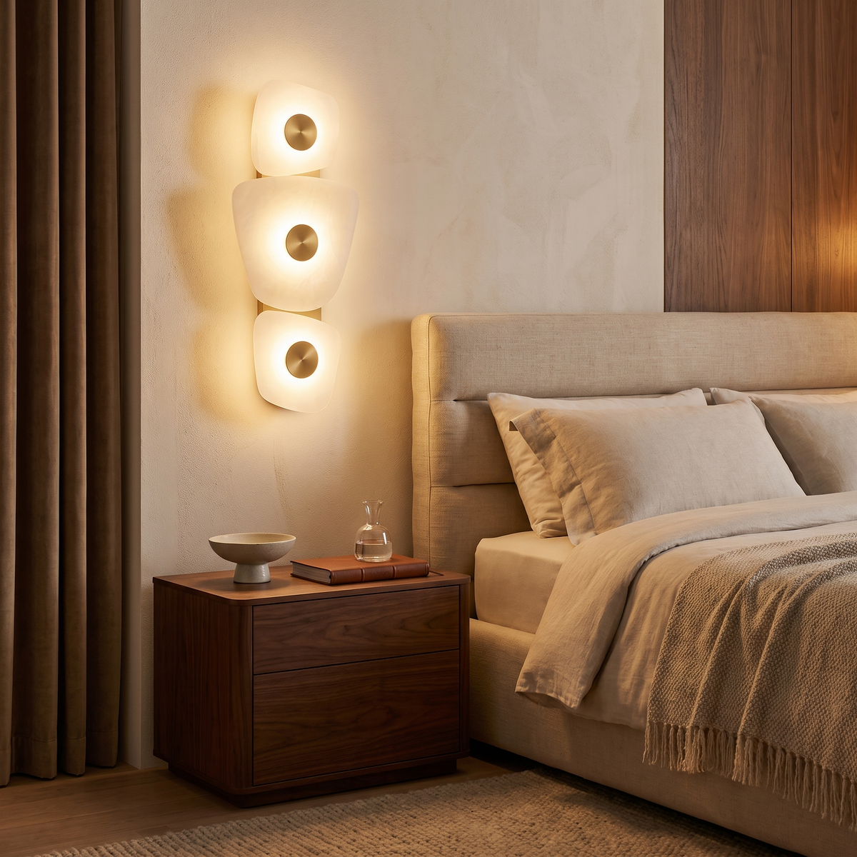 Harbord marble wall sconce in a bedroom