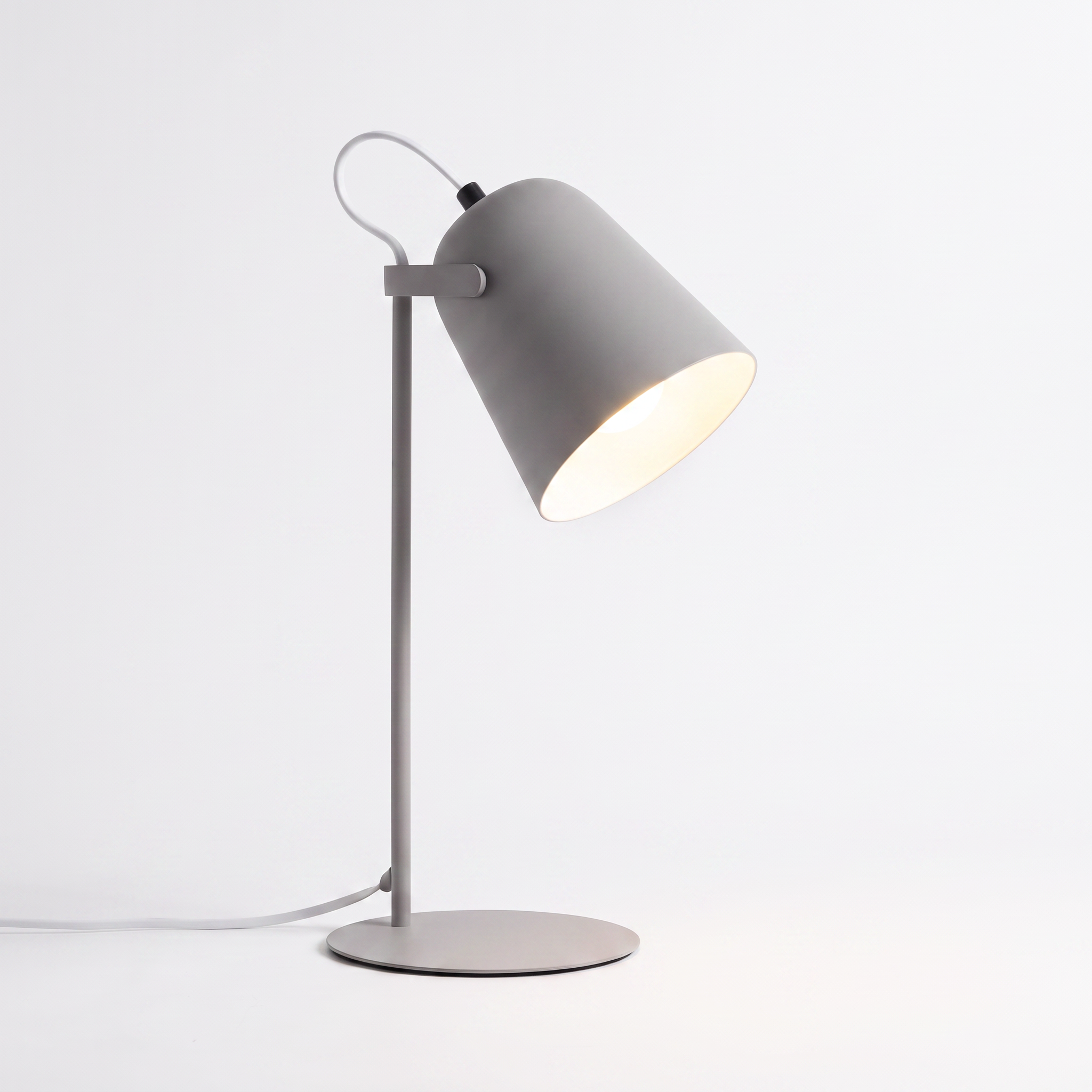 Hossegor matte macaron adjustable table lamp in gray on a white background