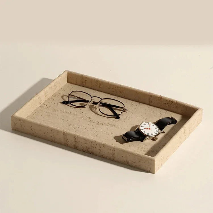 Iven Sandstone rectangular tray holding everyday essentials