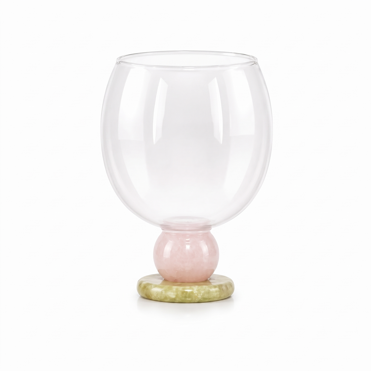 Ivy Sculptural Borosilicate Drinking Glass in Pink on a plain white background