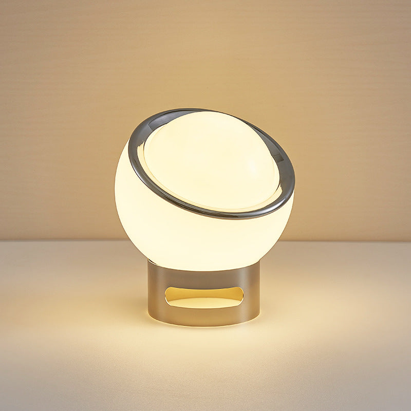 Jayla Bauhaus table lamp opal glass dome and stainless steel base product view