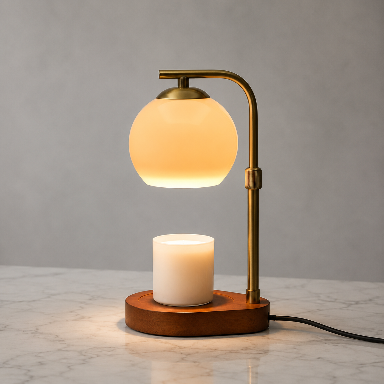 Jindi candle warmer lamp in orange finish close-up detail