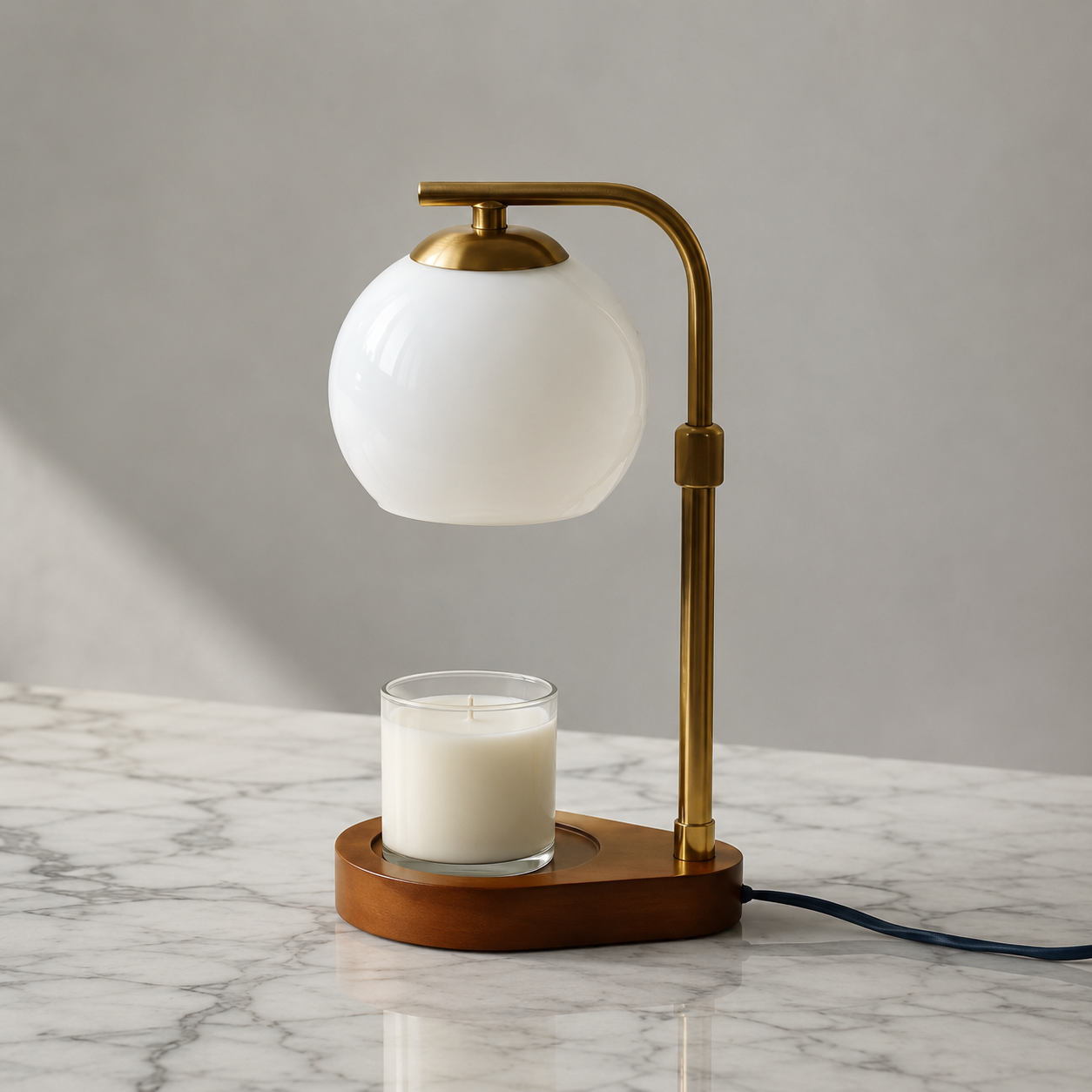 Jindi candle warmer lamp in white finish on side table